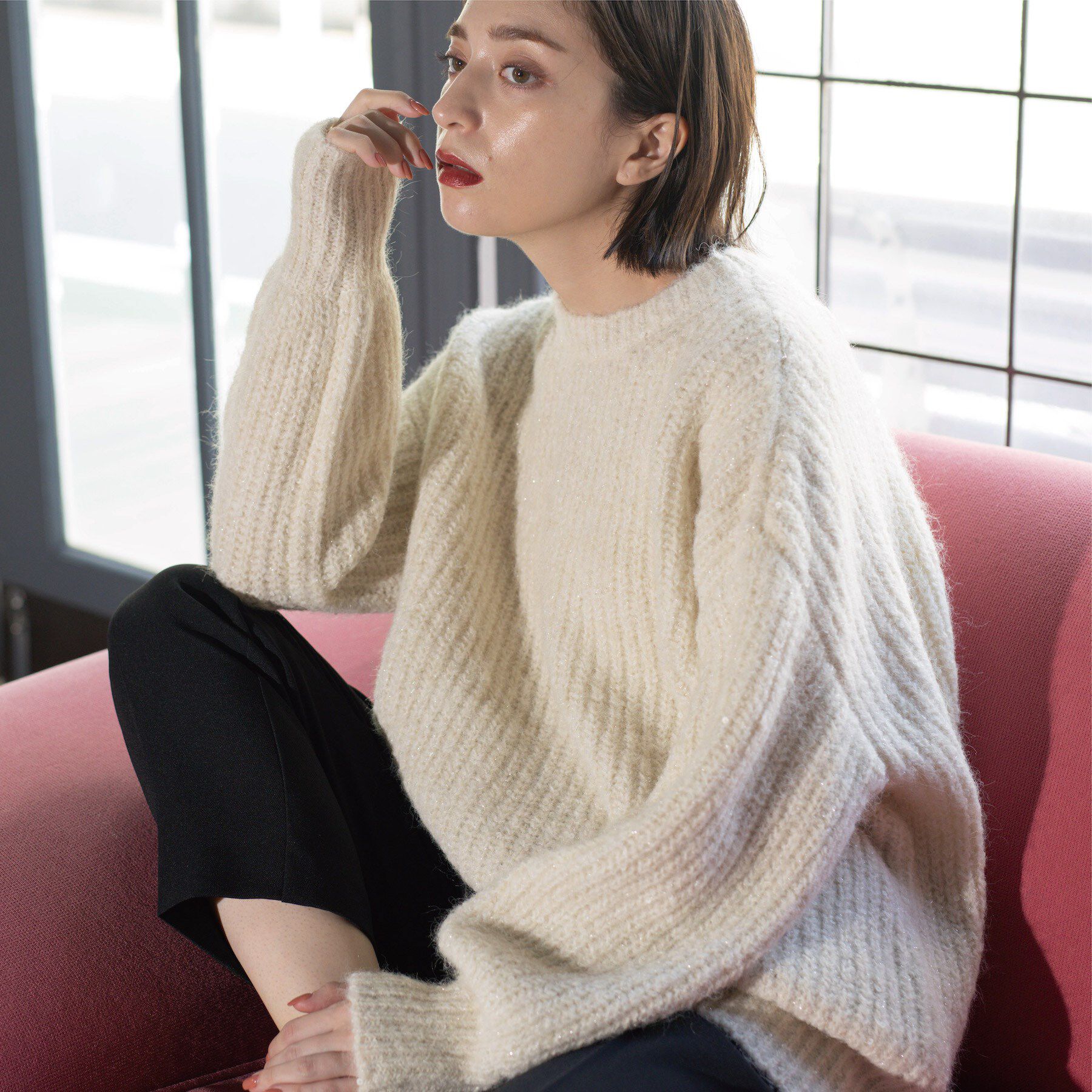 OPAQUE.CLIP「オーバーサイズ スパンコールニット」|ニット・セーター|