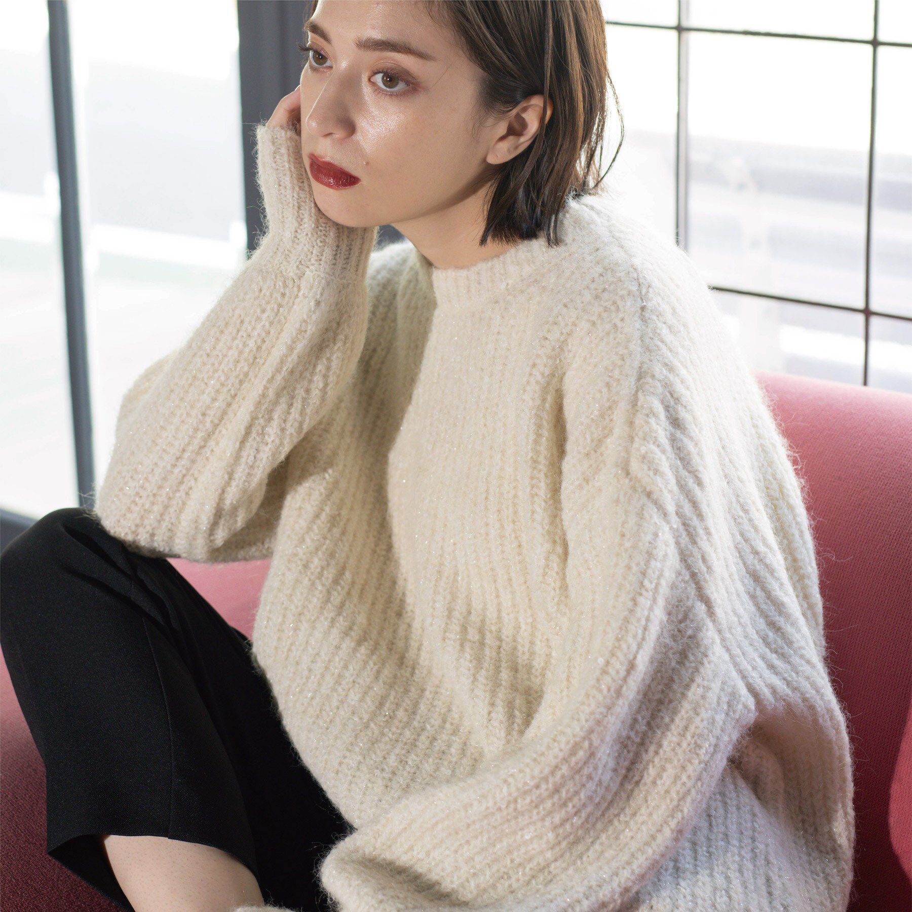 OPAQUE.CLIP「オーバーサイズ スパンコールニット」|ニット・セーター|