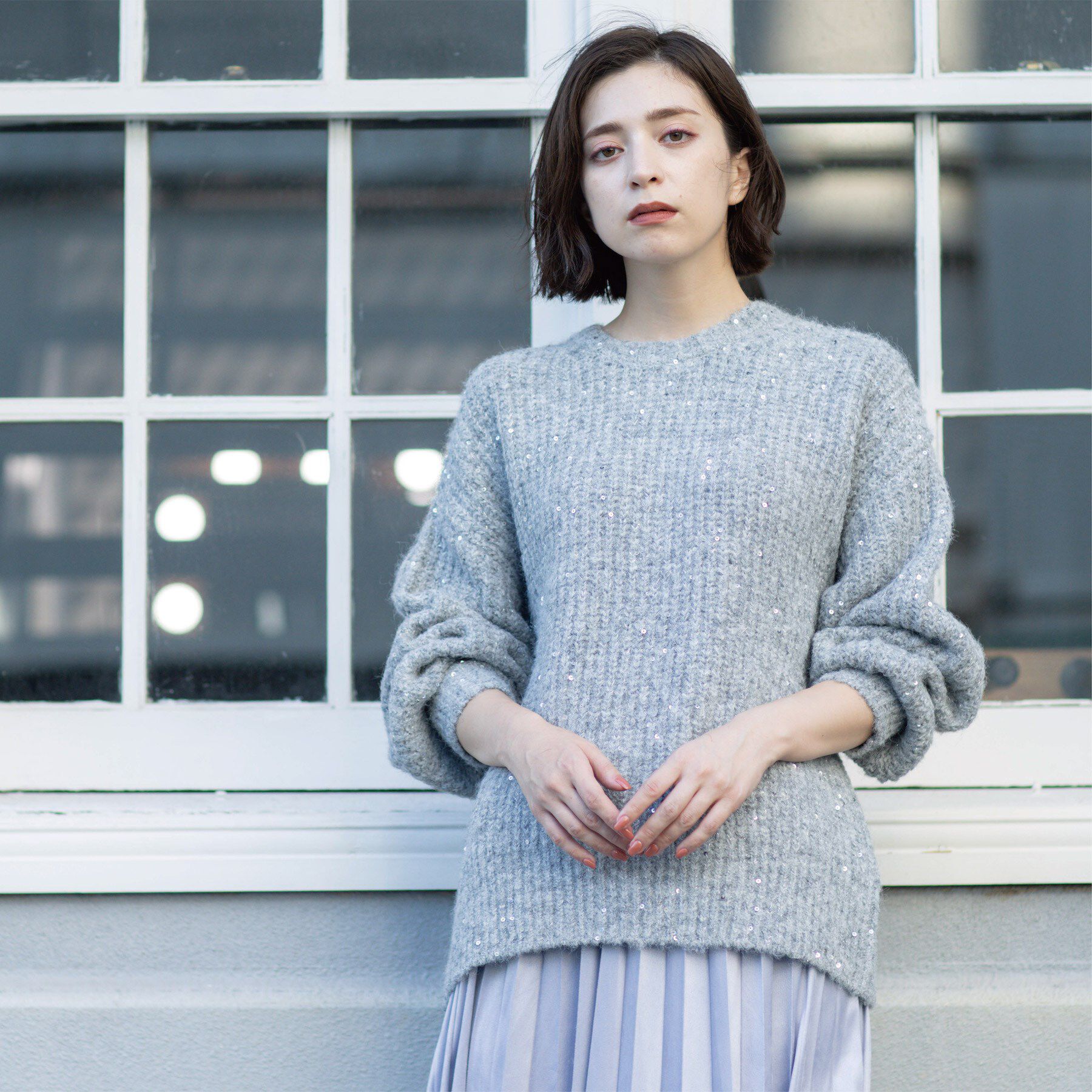 OPAQUE.CLIP「オーバーサイズ スパンコールニット」|ニット・セーター|