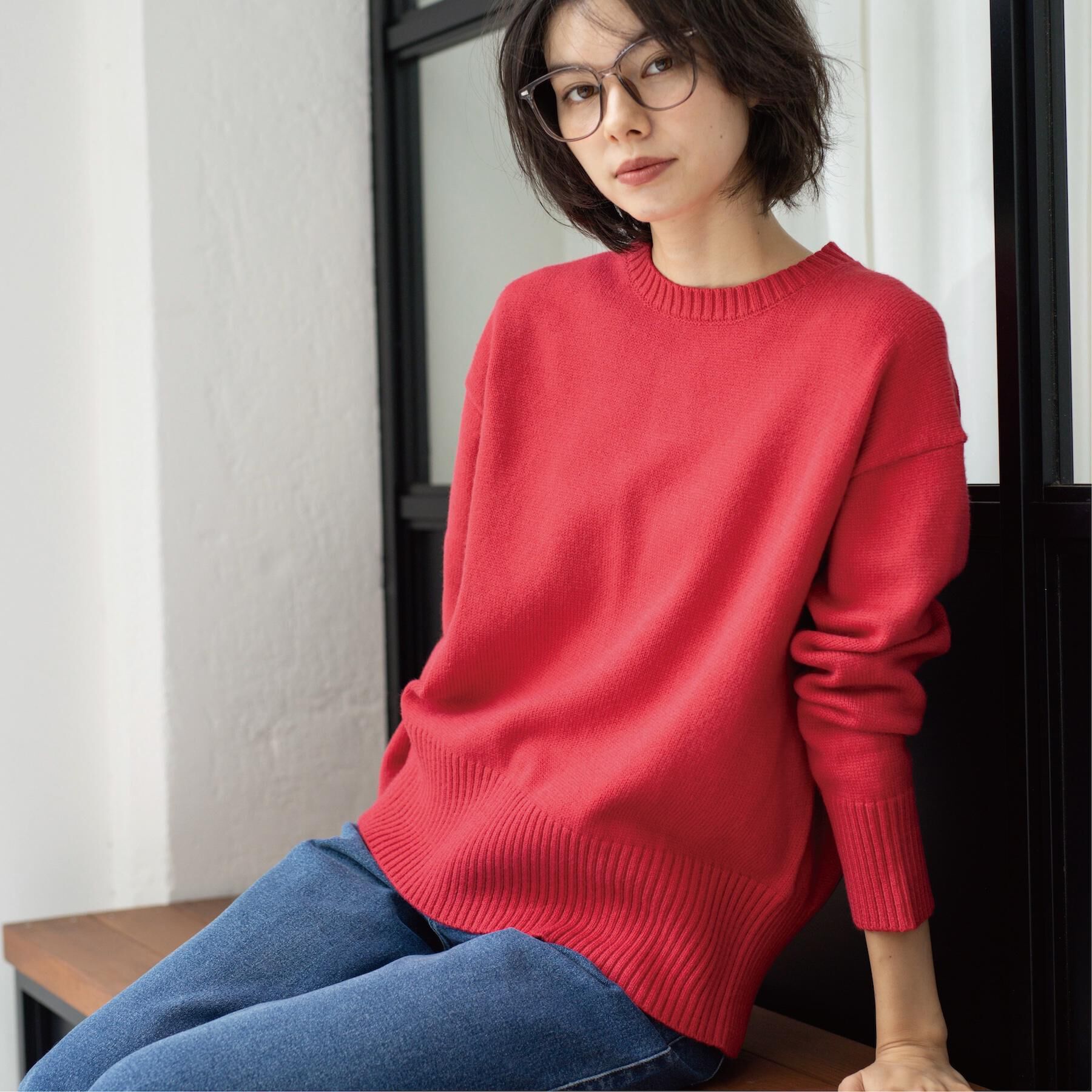 OPAQUE.CLIP「バックボタンリラクシーニット【洗濯機OK】」|ニット・セーター|