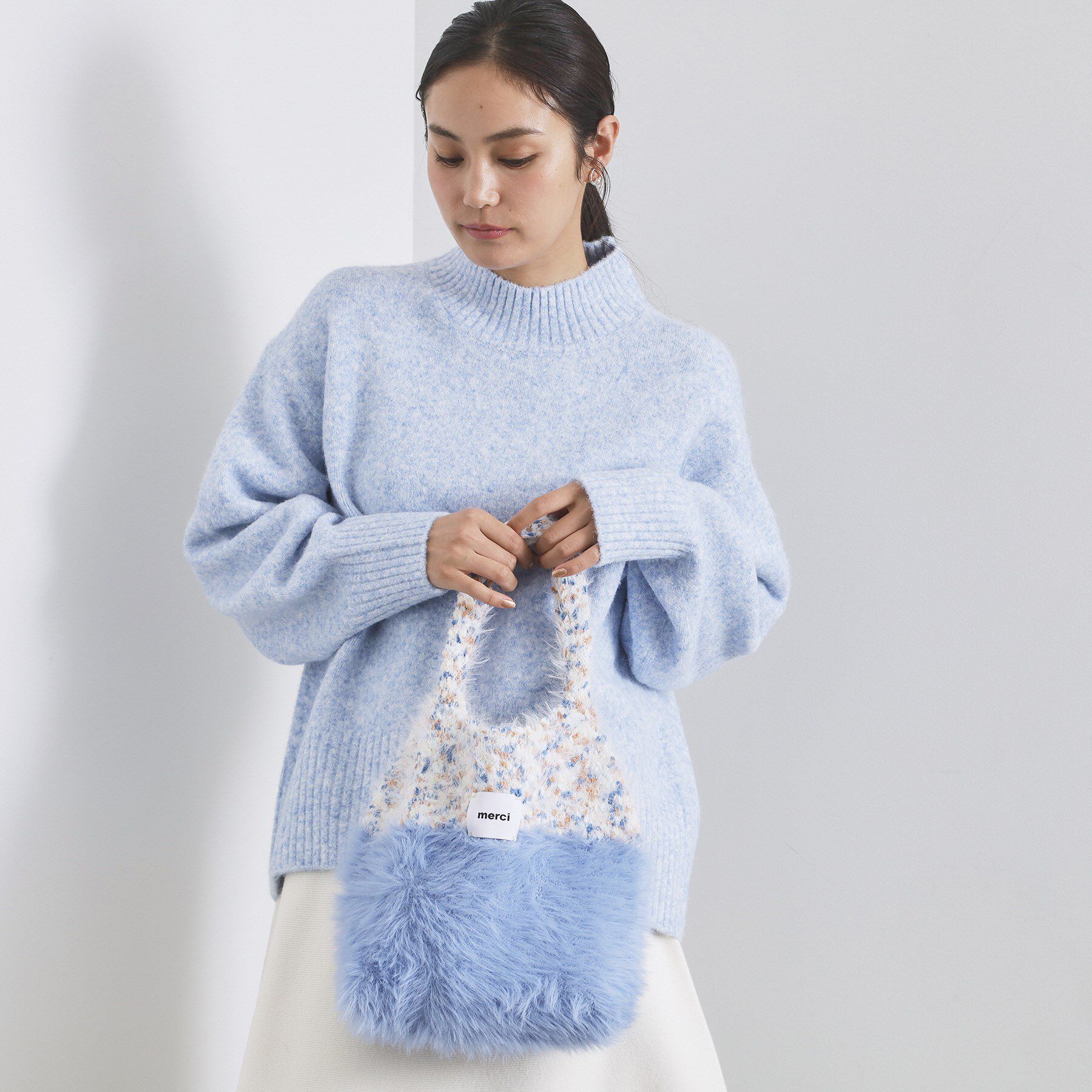 OPAQUE.CLIP「フェザーヤーンマルチカラーニットバッグ」|トートバッグ|