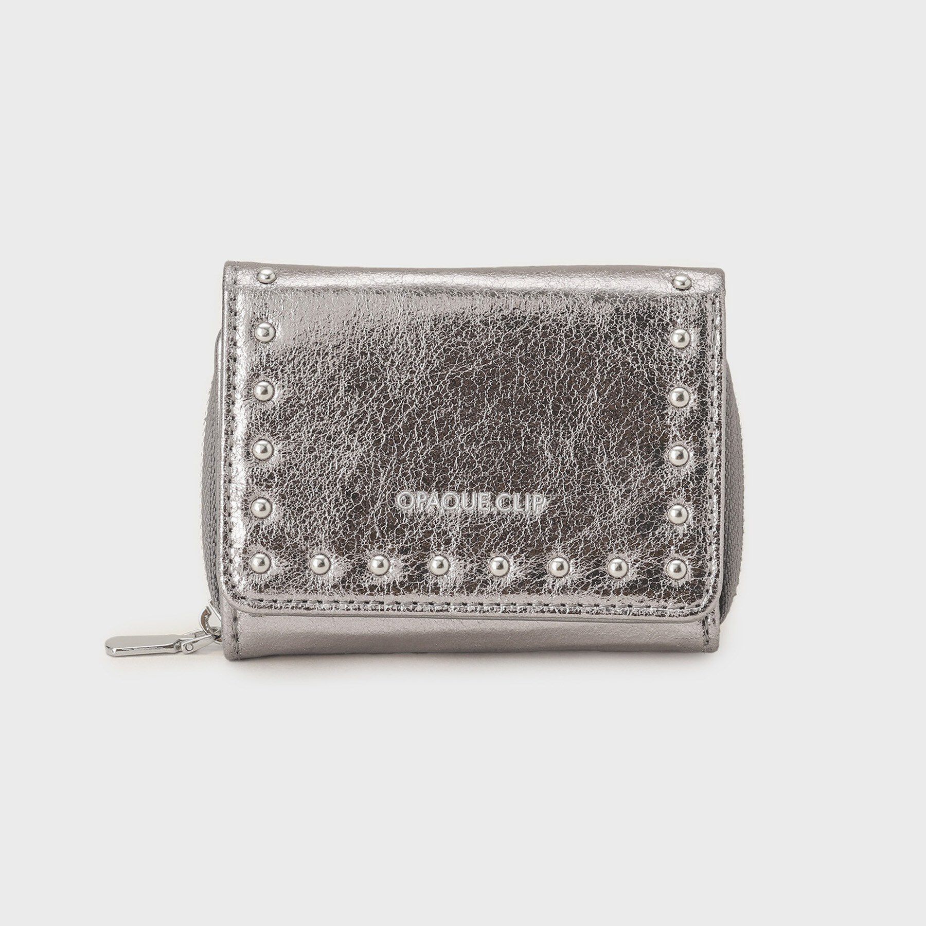 OPAQUE.CLIP「スタッズデザイン 三つ折りミニウォレット」|財布|ブラックシルバー(1