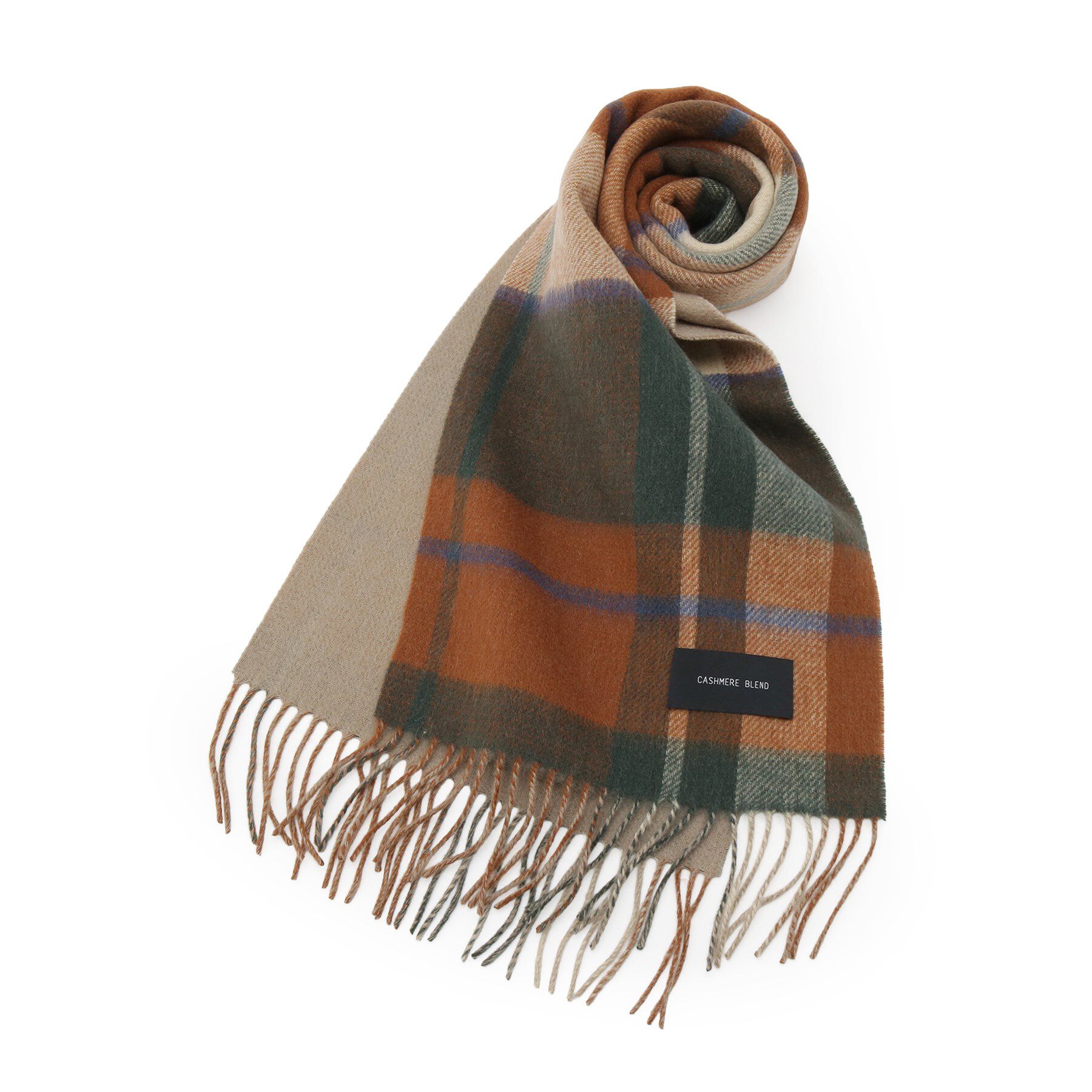 Couture broach「カシミヤブレンドリバーシブルチェックマフラー」|ストール|キャメルブラウン(0