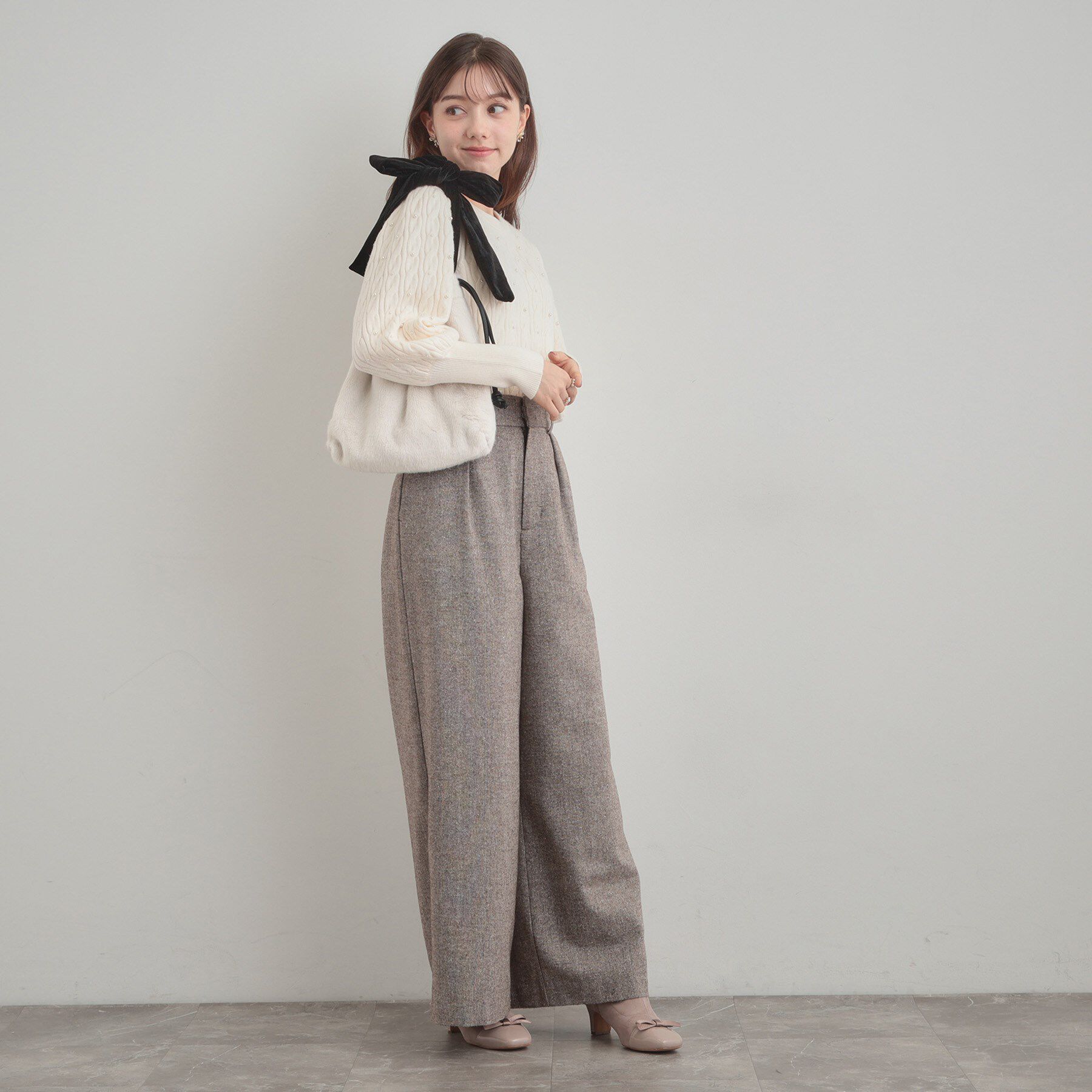 Couture broach「ベロアリボンフェイクファートートバッグ」|トートバッグ|