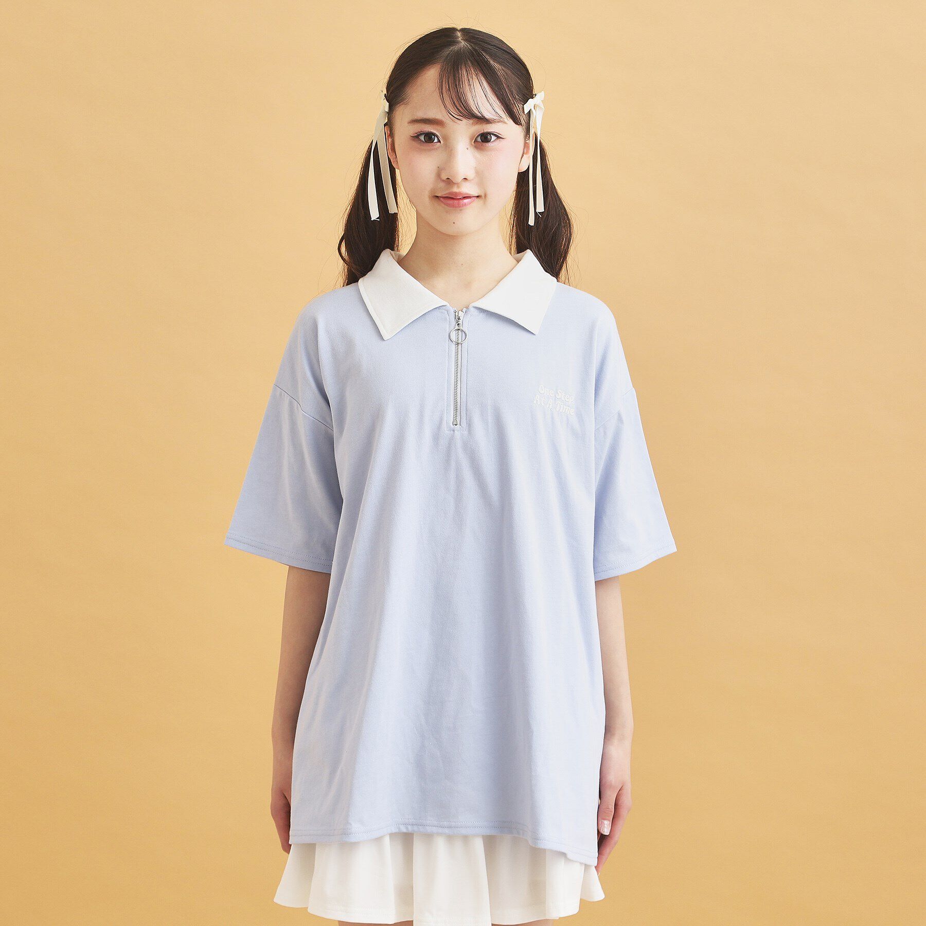 PINK-latte「◆ハーフジップ衿付きTシャツ」|Tシャツ・カットソー|