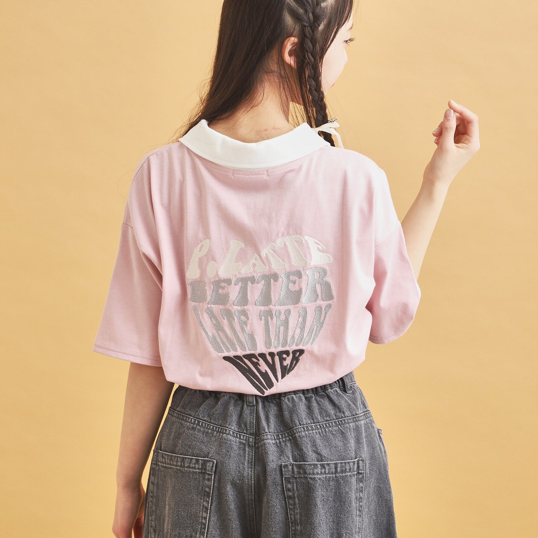 PINK-latte「◆ハーフジップ衿付きTシャツ」|Tシャツ・カットソー|