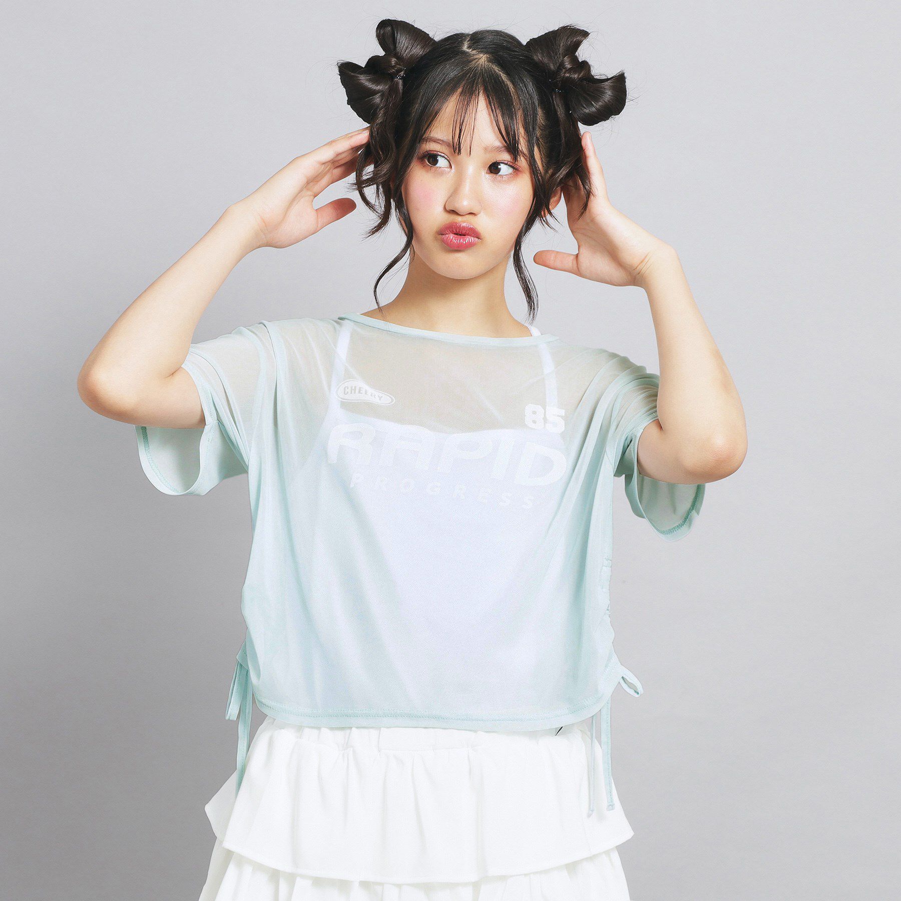 PINK-latte「◆【セットアイテム】シアードロストトップス＋キャミセット」|その他|ミントグリーン(02