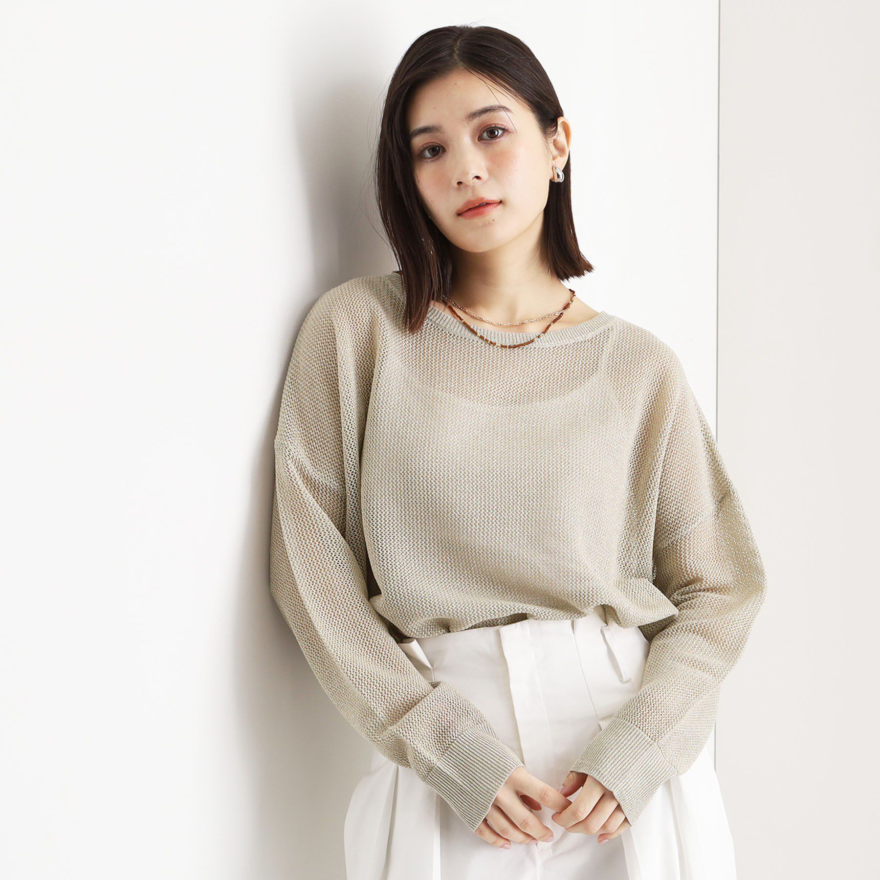 THE SHOP TK「ラメメッシュニット」|ニット・セーター|