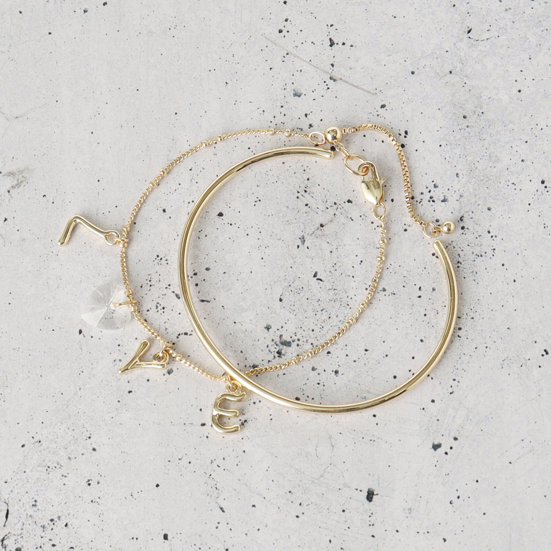 THE SHOP TK「LOVE2連ブレスレット」|ブレスレット・バングル|ゴールド(007)