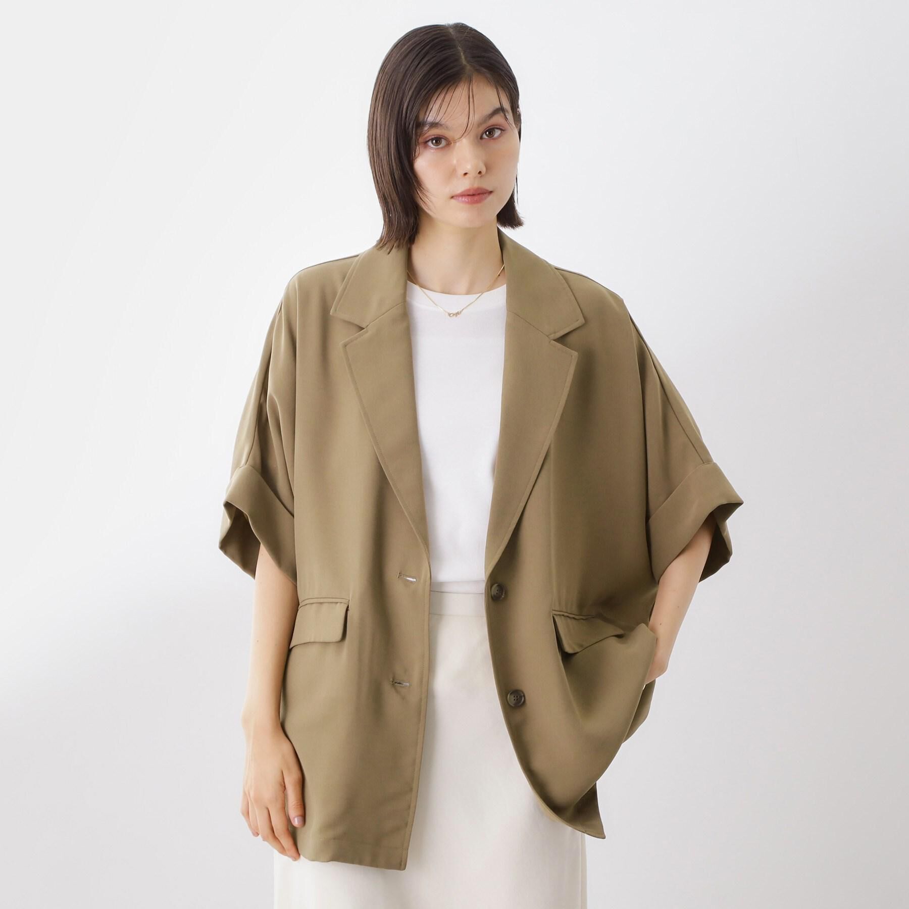THE SHOP TK「ドルマン半袖ジャケット【洗える】」|テーラードジャケット|