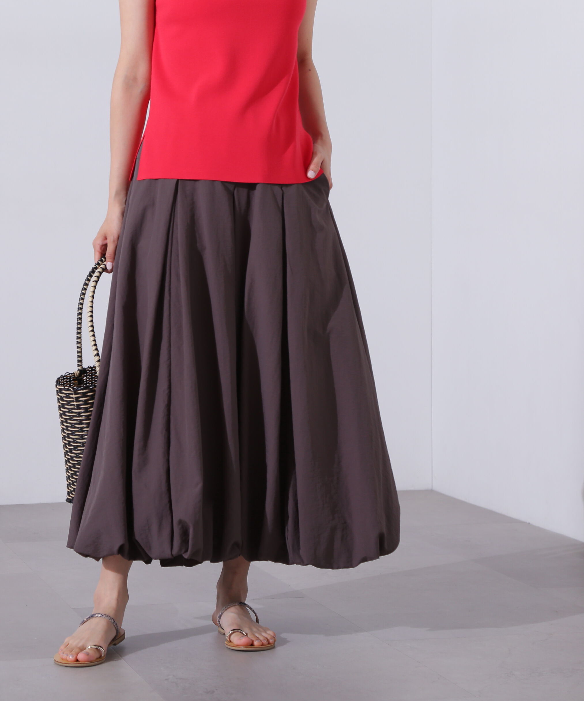  「切替タックバルーンスカート」|スカート|チャコール1