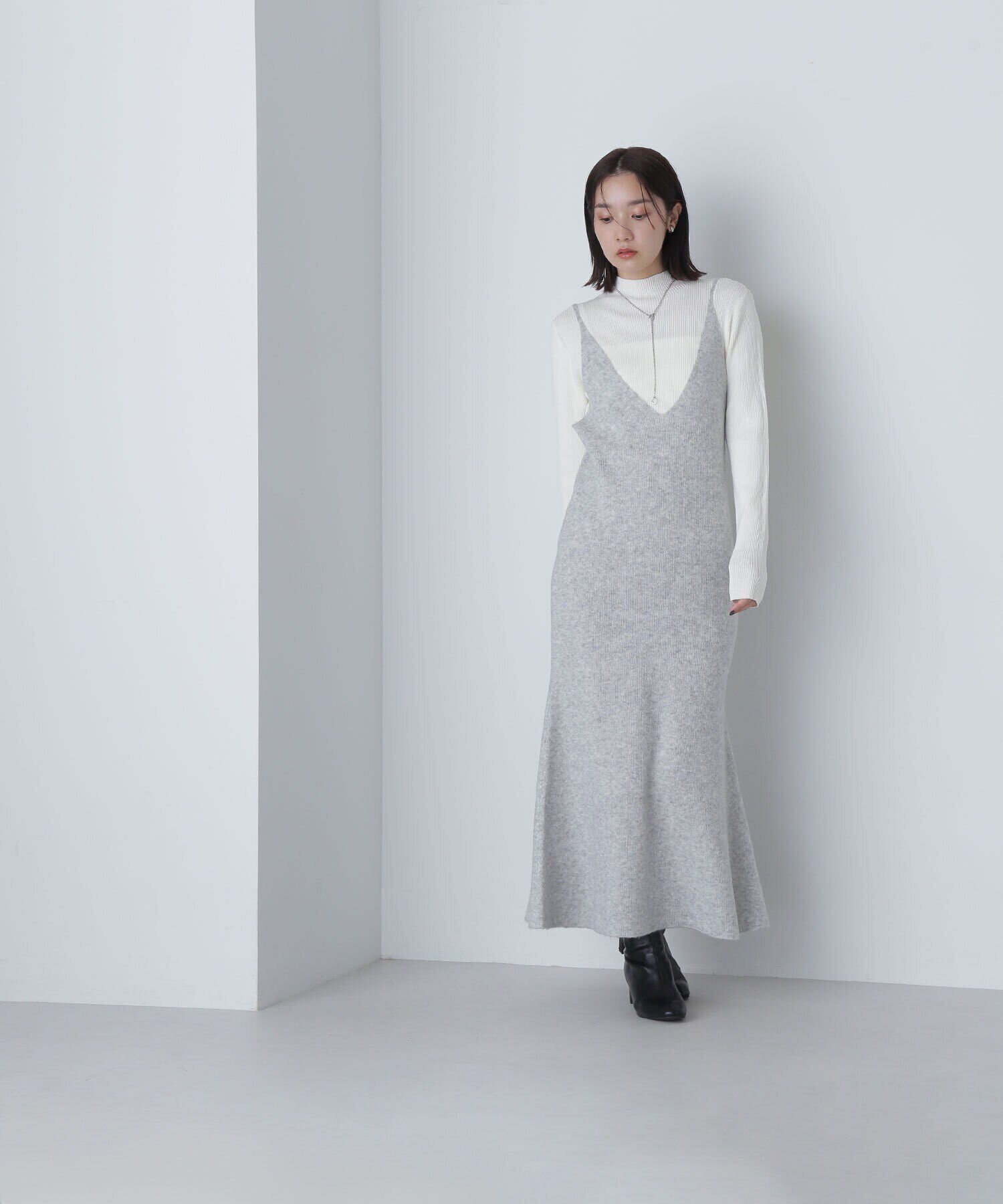  「ニットキャミワンピースセット」|ワンピース|