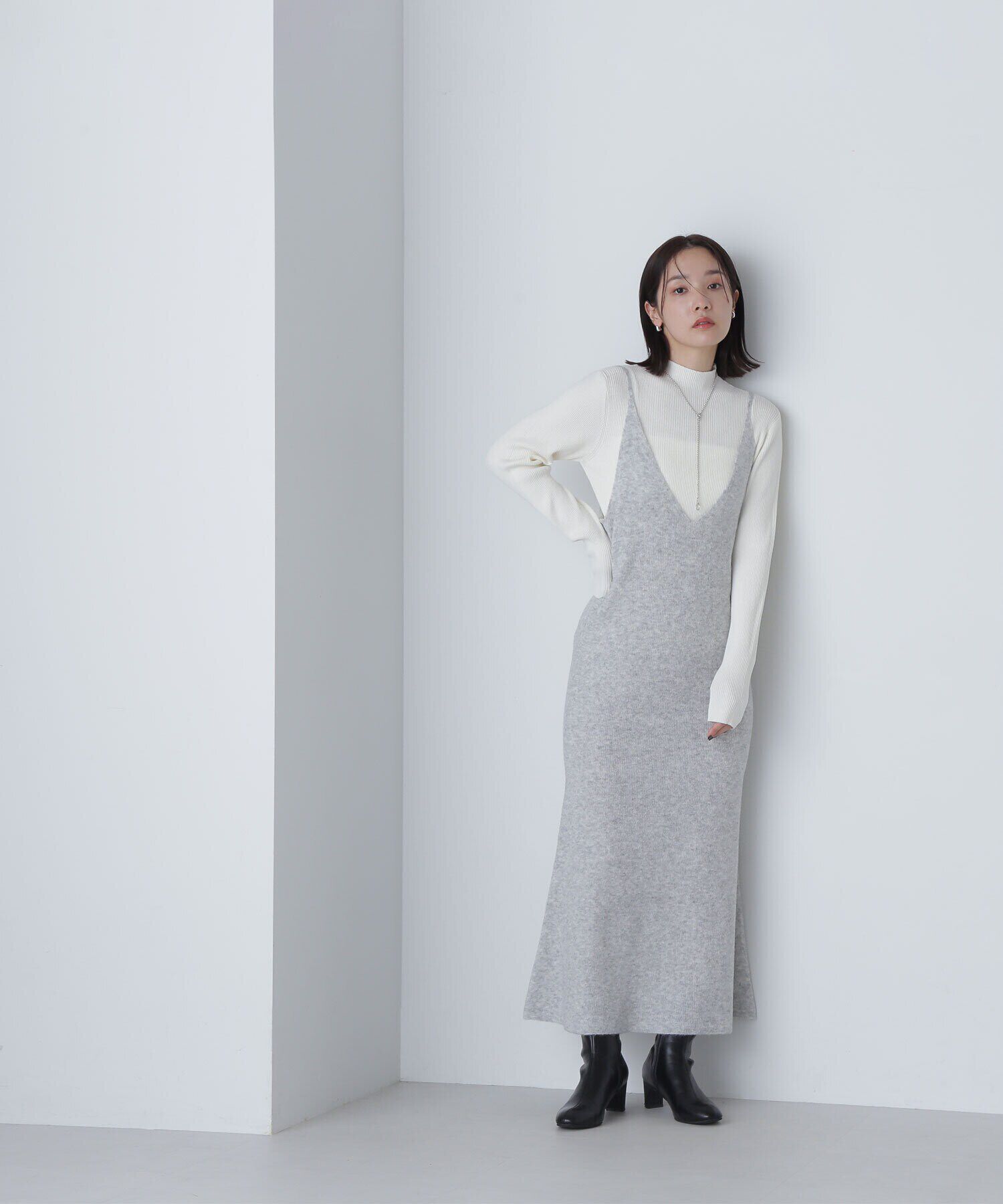  「ニットキャミワンピースセット」|ワンピース|