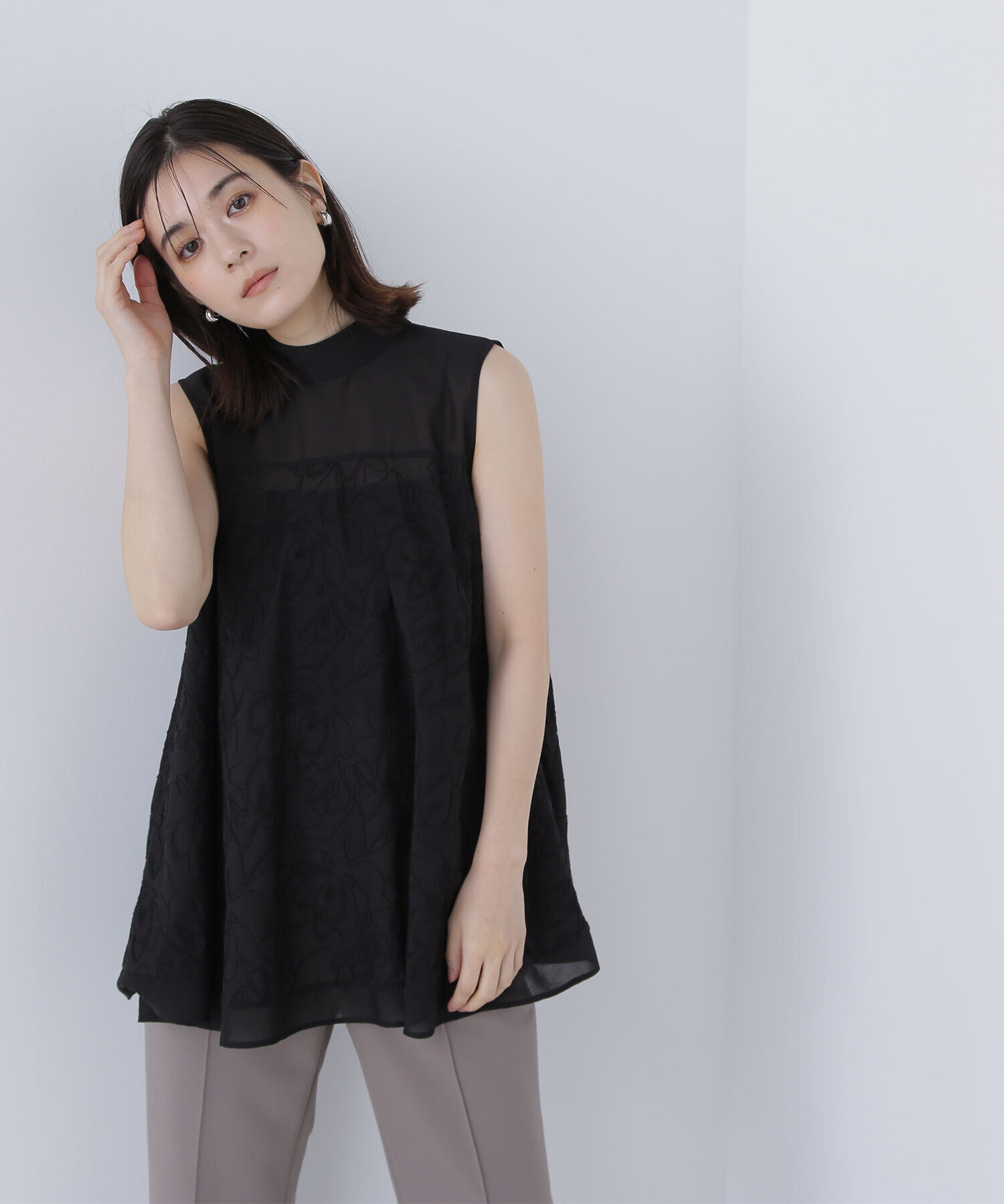  「コード刺繍Aラインブラウス」|シャツ・ブラウス|