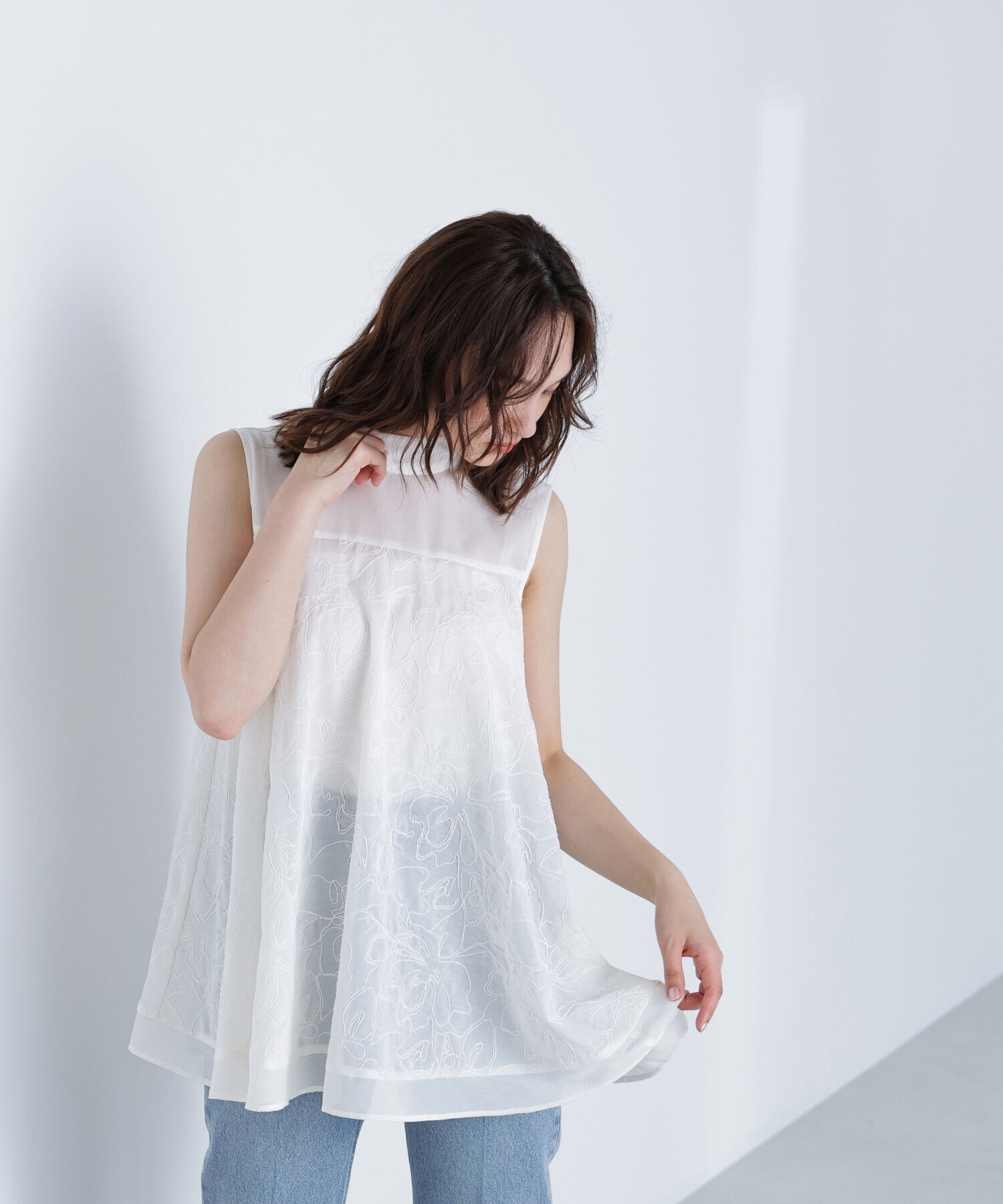  「コード刺繍Aラインブラウス」|シャツ・ブラウス|