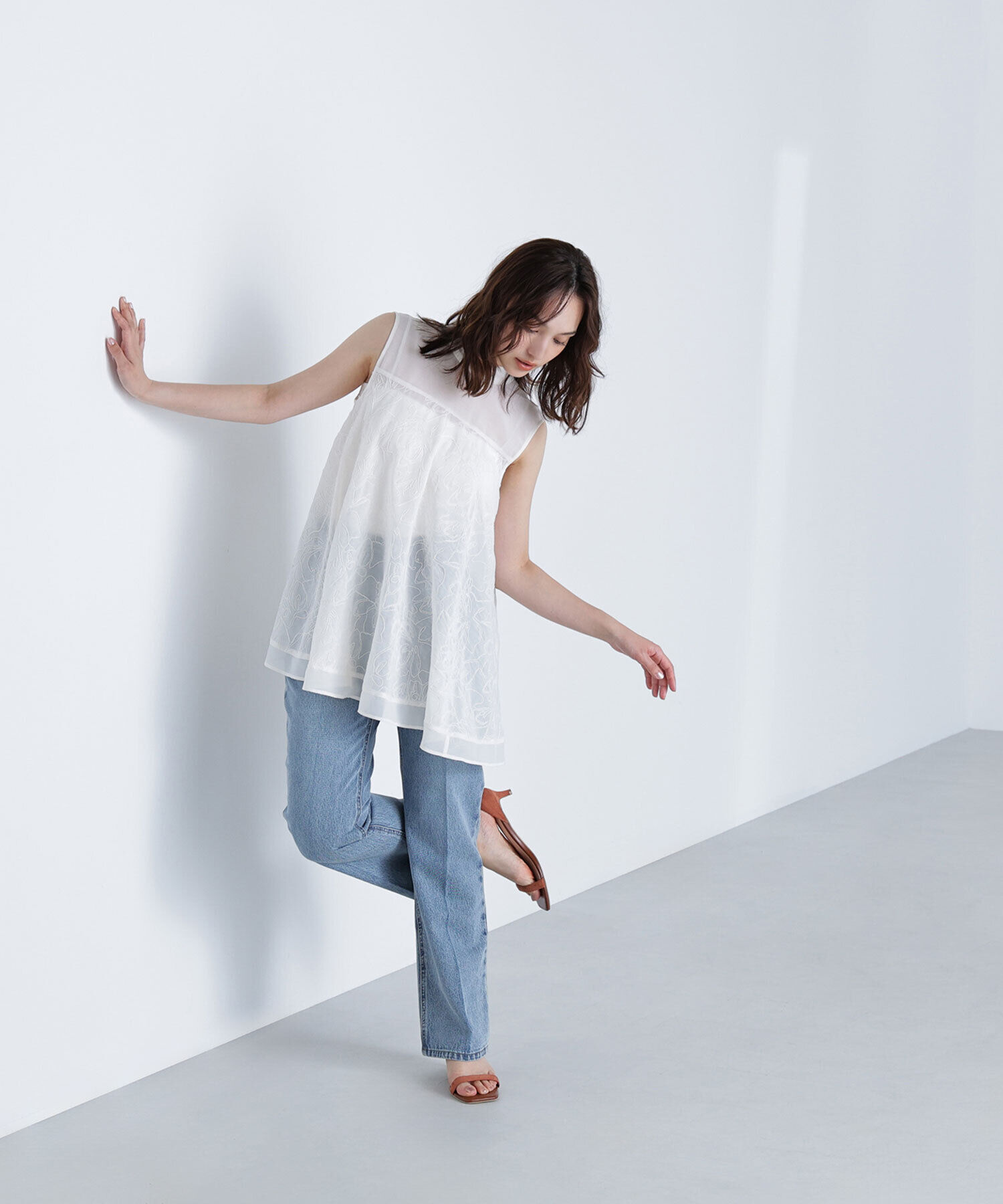  「コード刺繍Aラインブラウス」|シャツ・ブラウス|