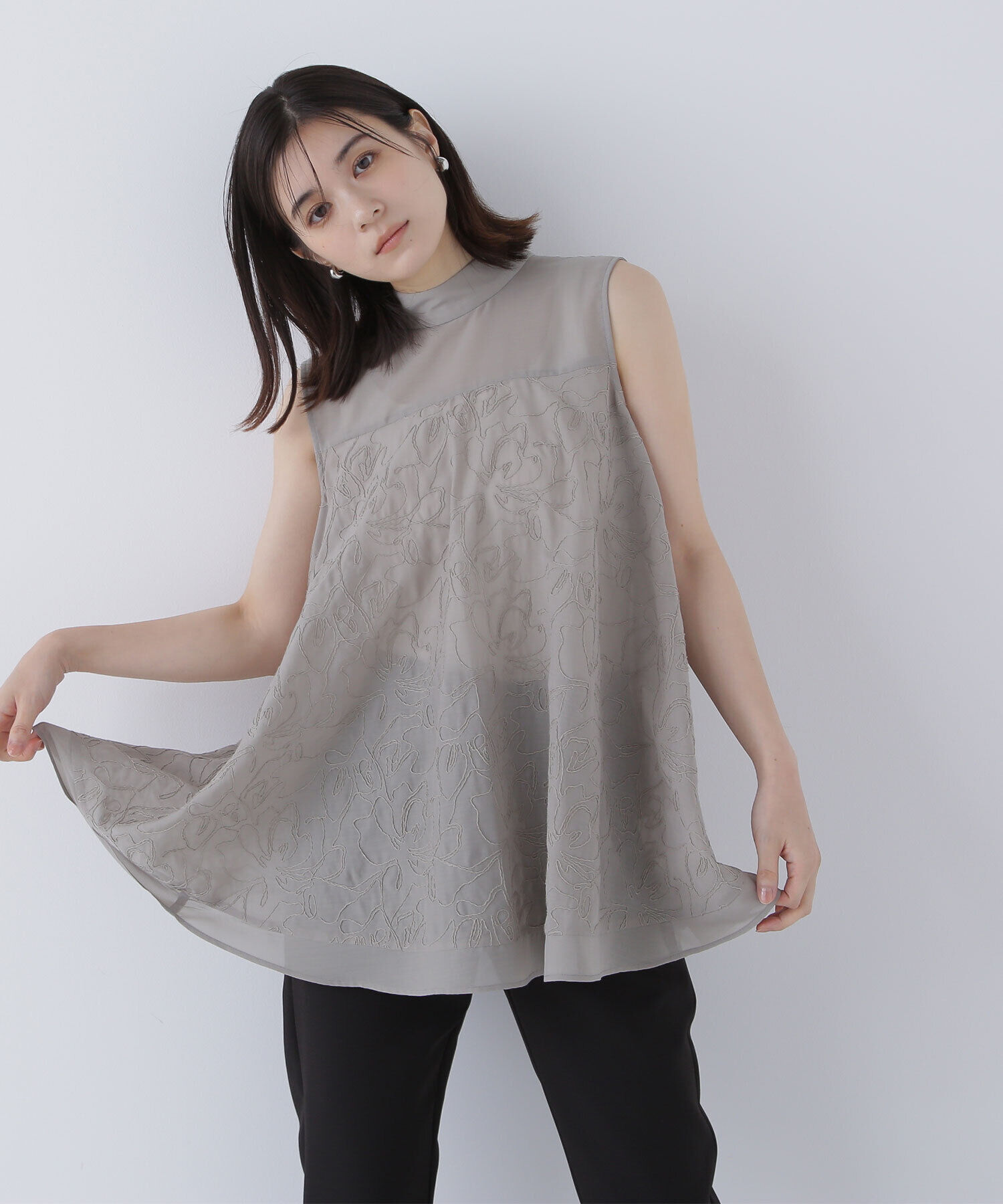  「コード刺繍Aラインブラウス」|シャツ・ブラウス|