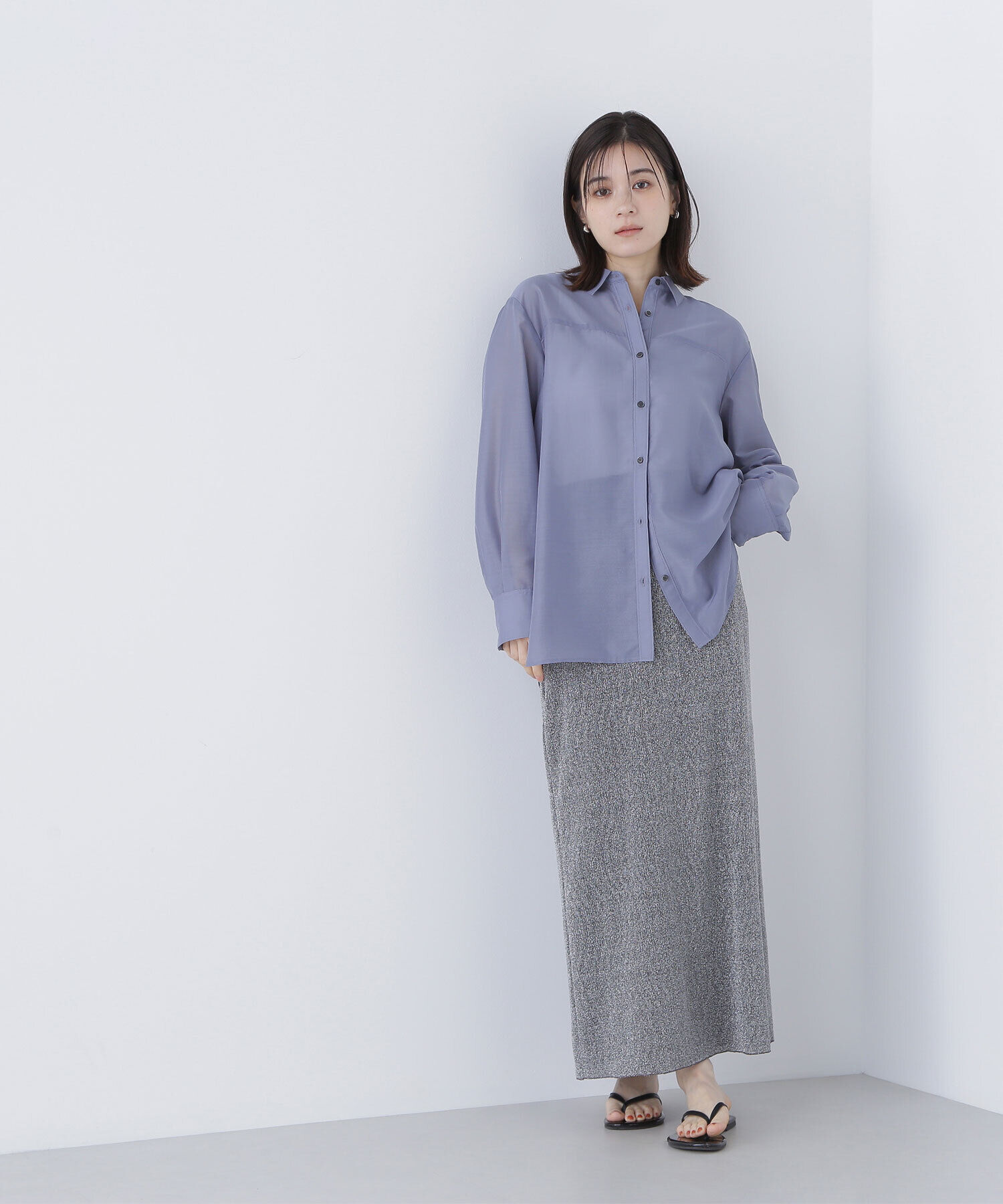  「シアーラメリブナロースカート」|スカート|チャコール1