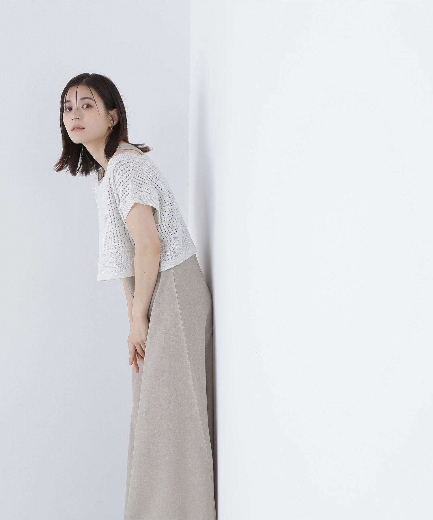  「透かし編みニット＆アメスリワンピース」|ワンピース|