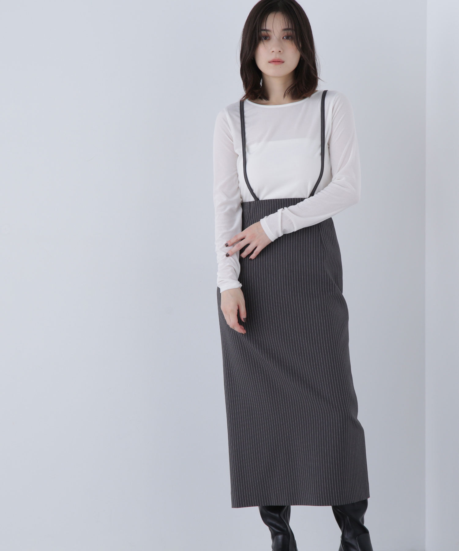  「ストラップ付ナロースカート」|スカート|