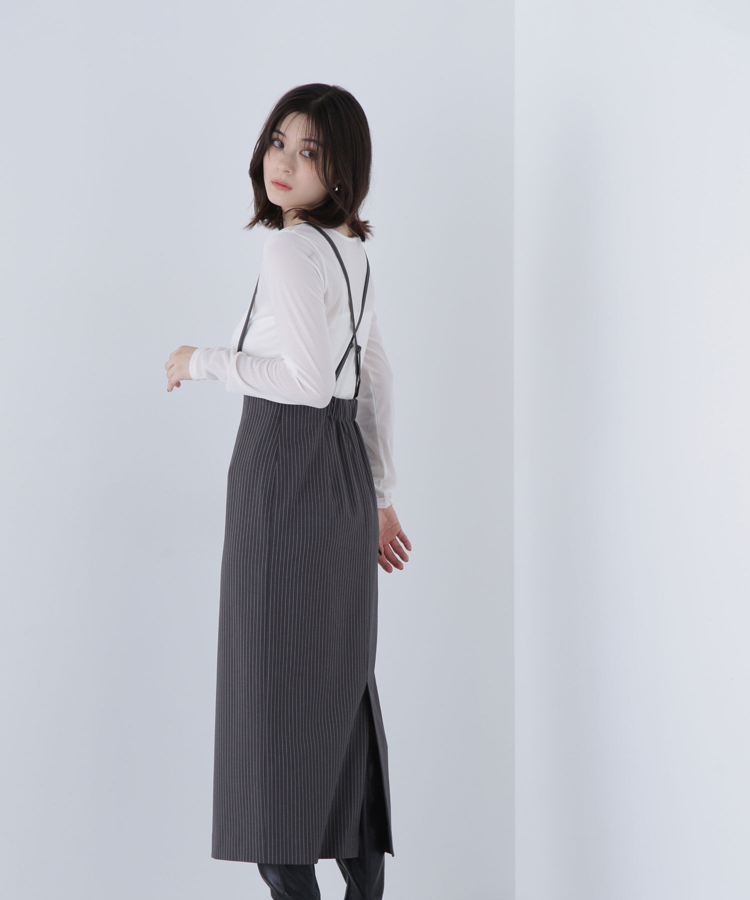  「ストラップ付ナロースカート」|スカート|