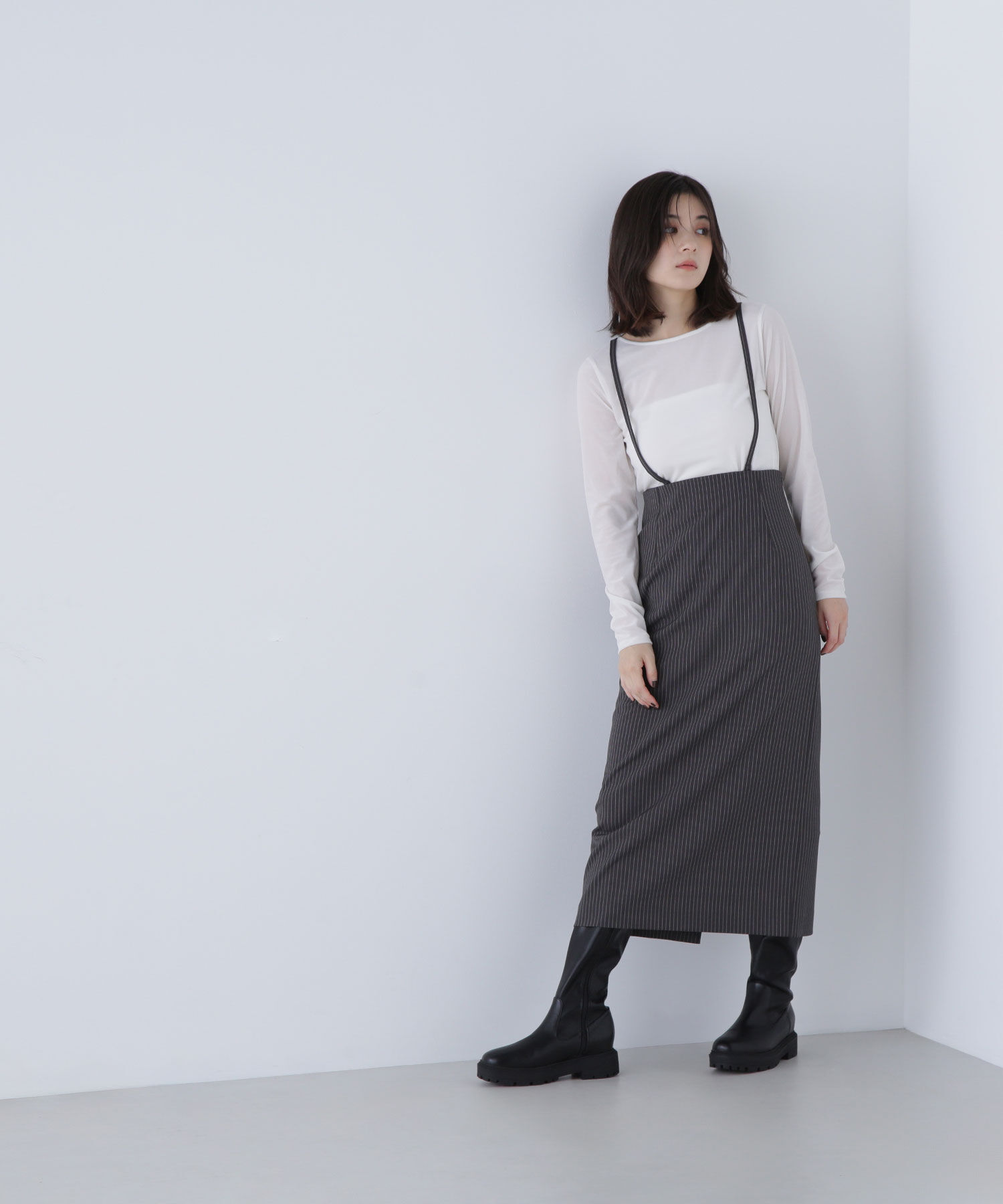  「ストラップ付ナロースカート」|スカート|