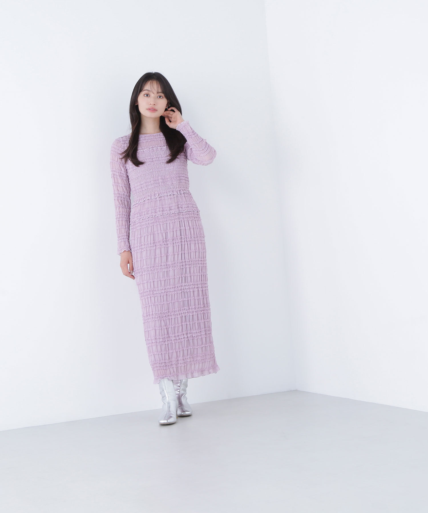  「フリルシャーリングナローワンピース」|ワンピース|