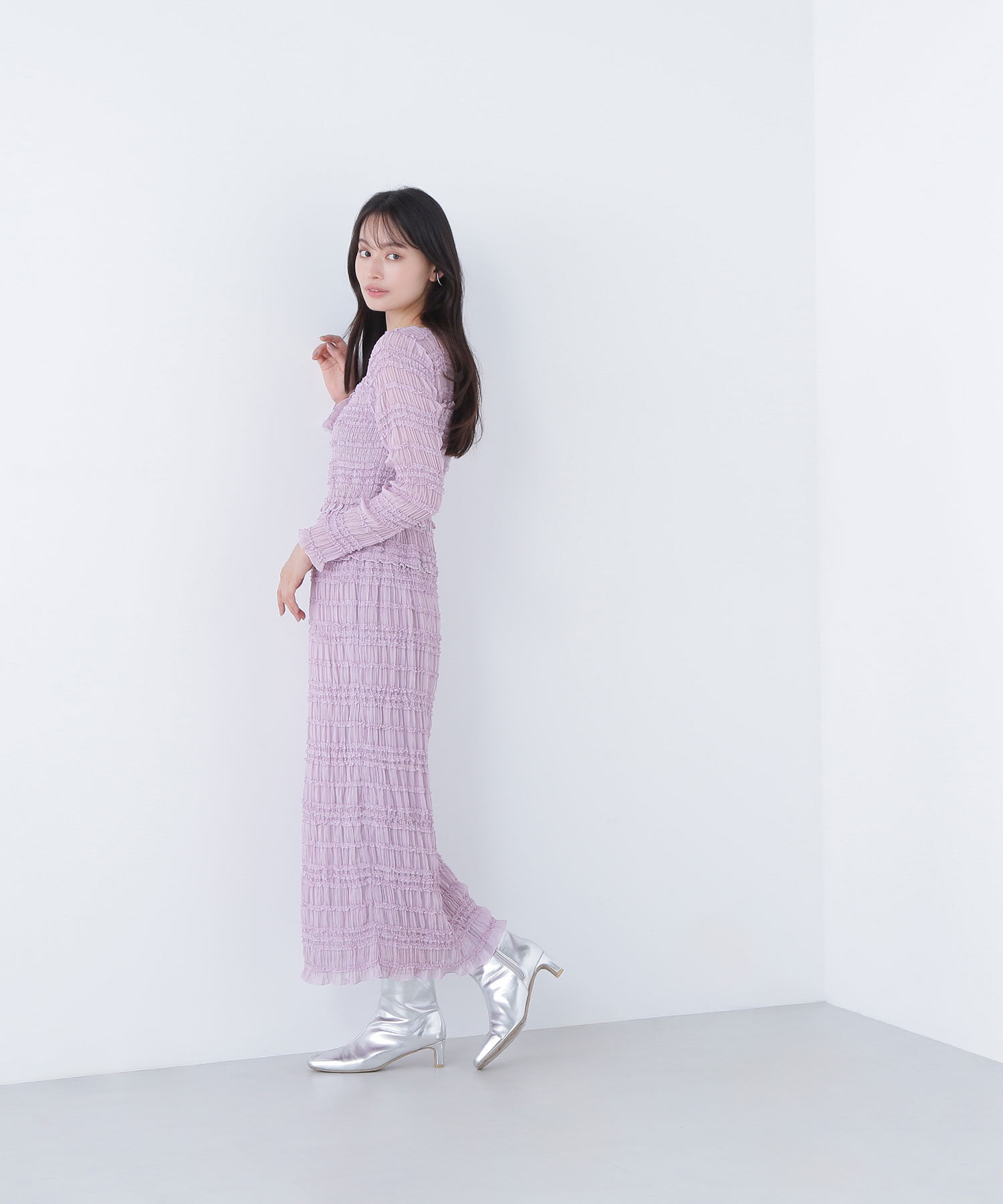  「フリルシャーリングナローワンピース」|ワンピース|