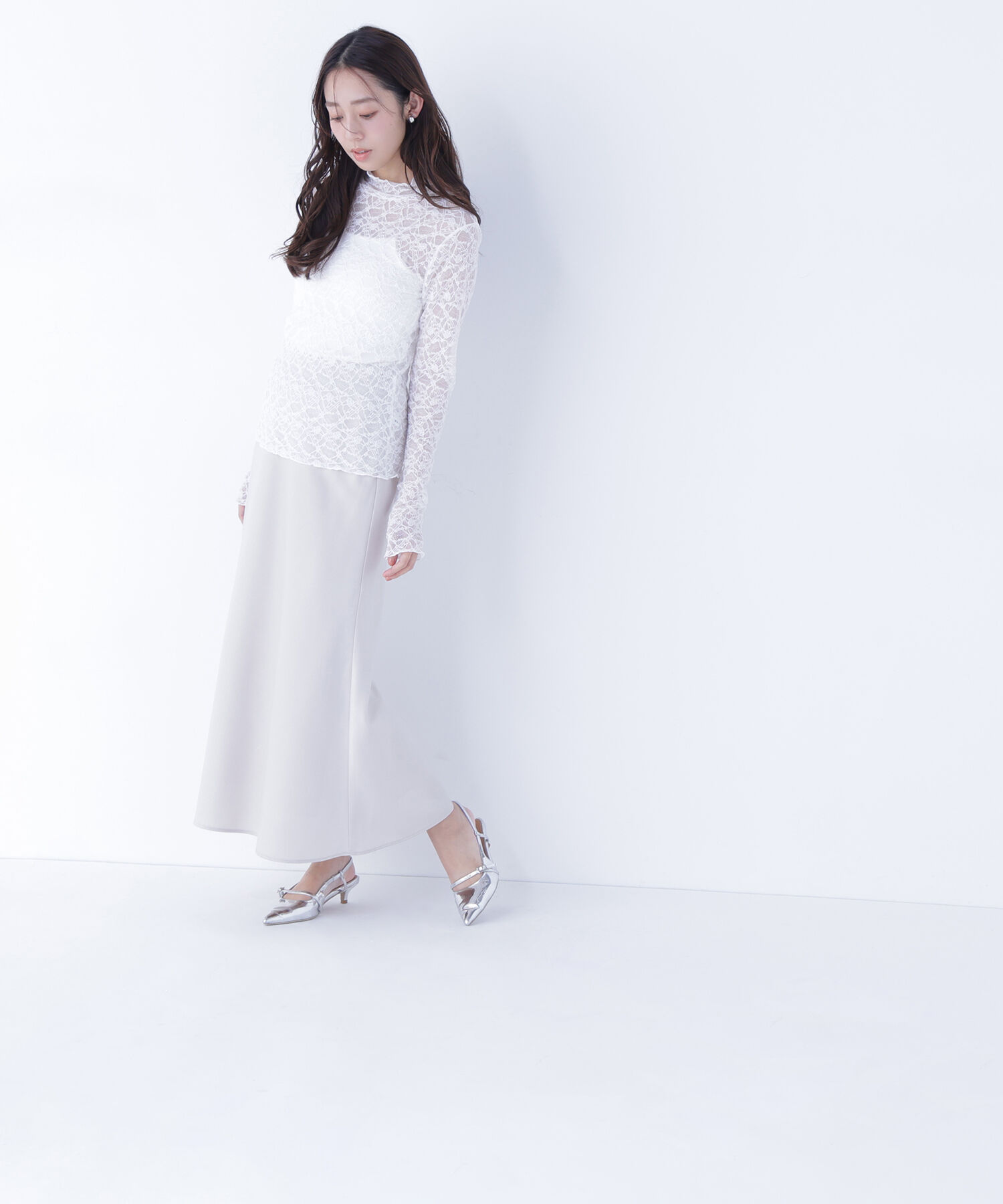  「レースハイネックカットソー」|Tシャツ・カットソー|