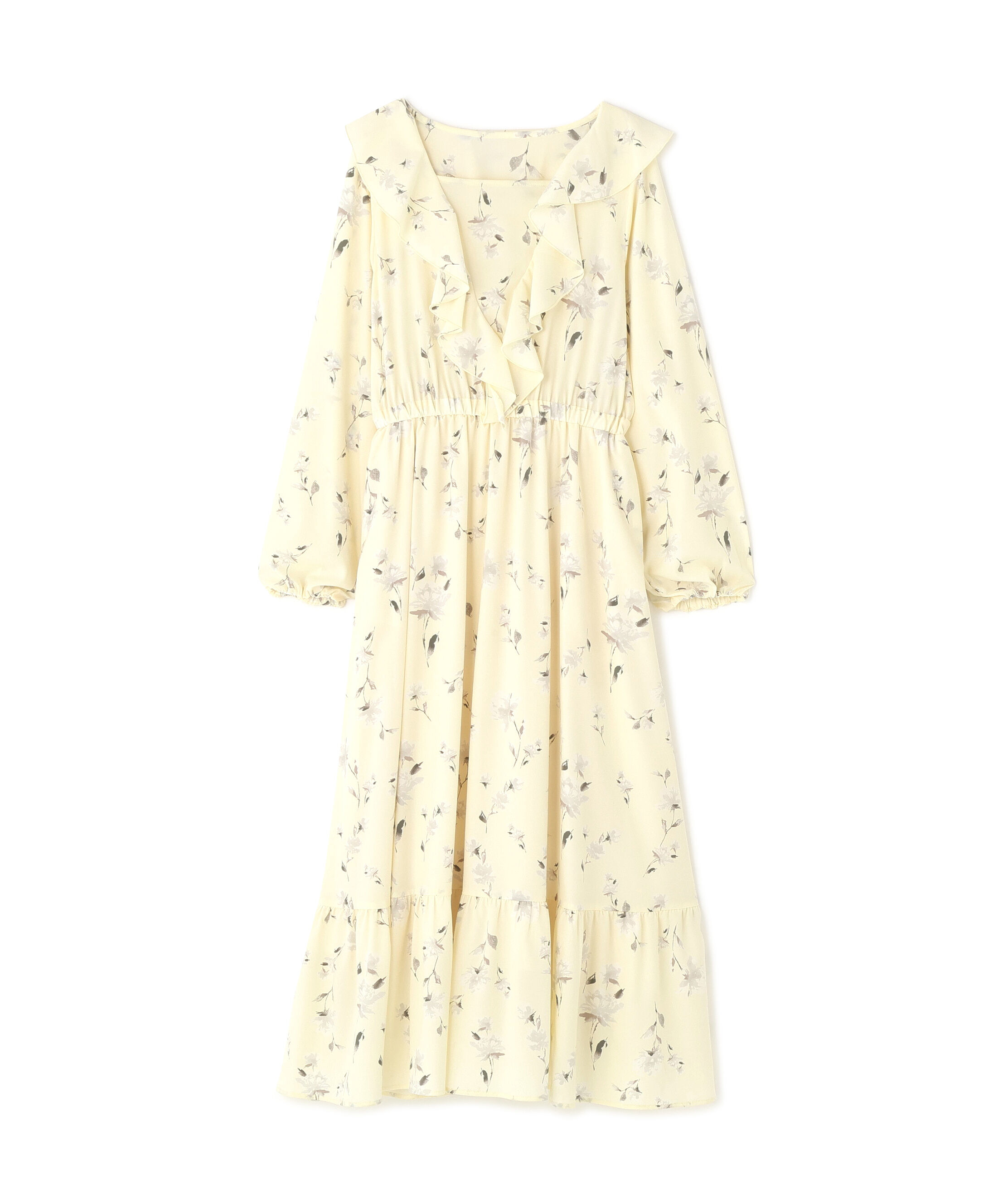  「ラッフルフラワープリントワンピース」|ワンピース|