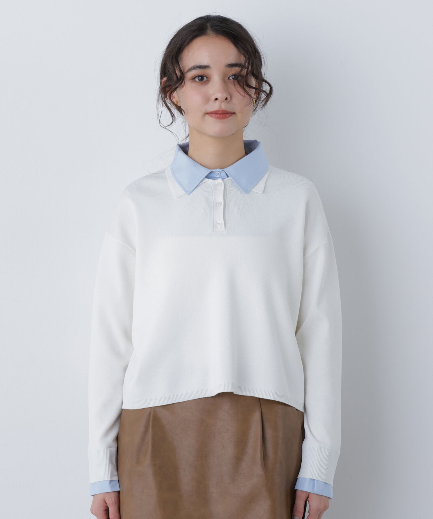  「〈N.〉シャツレイヤードニット」|ニット・セーター|