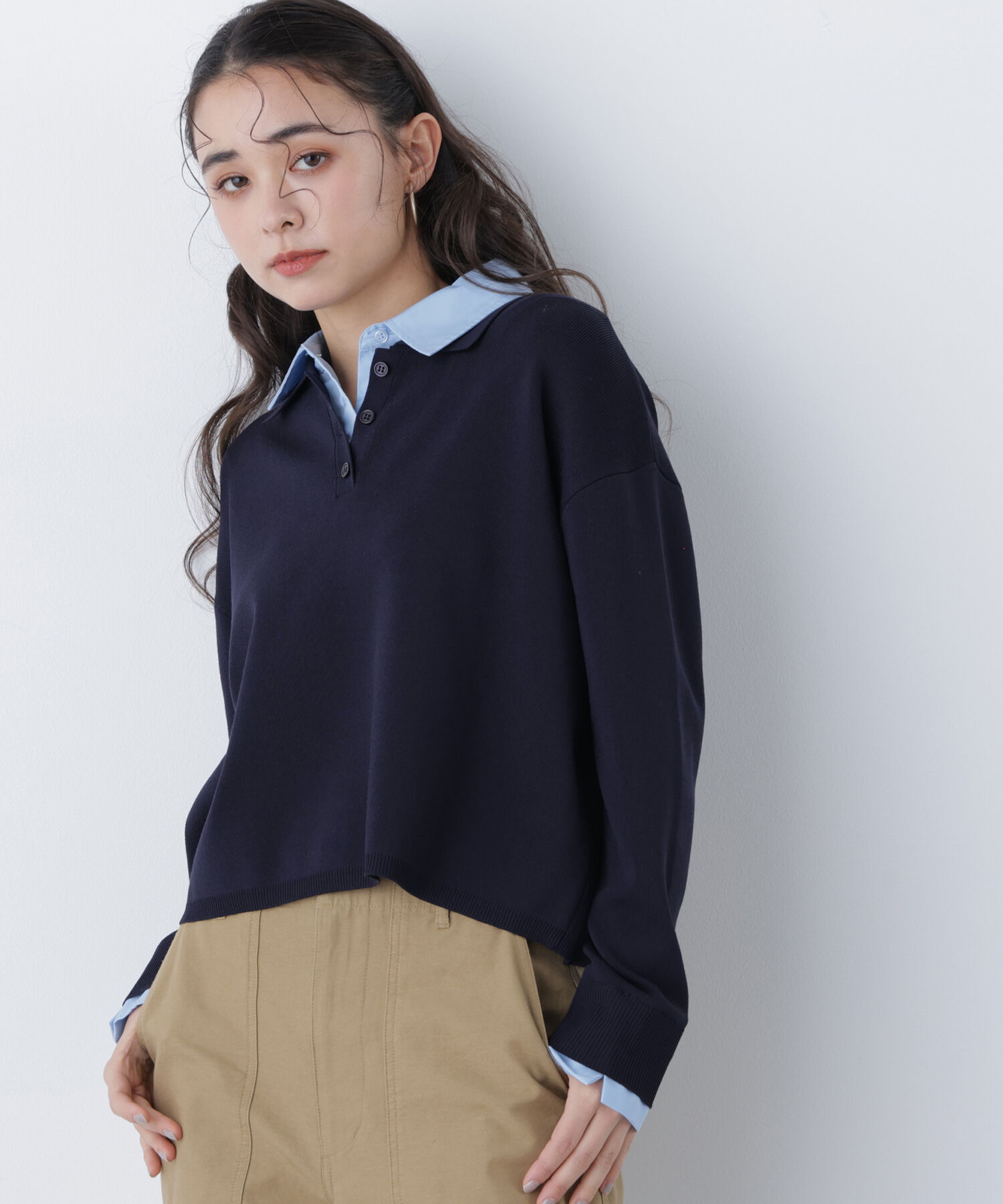  「〈N.〉シャツレイヤードニット」|ニット・セーター|