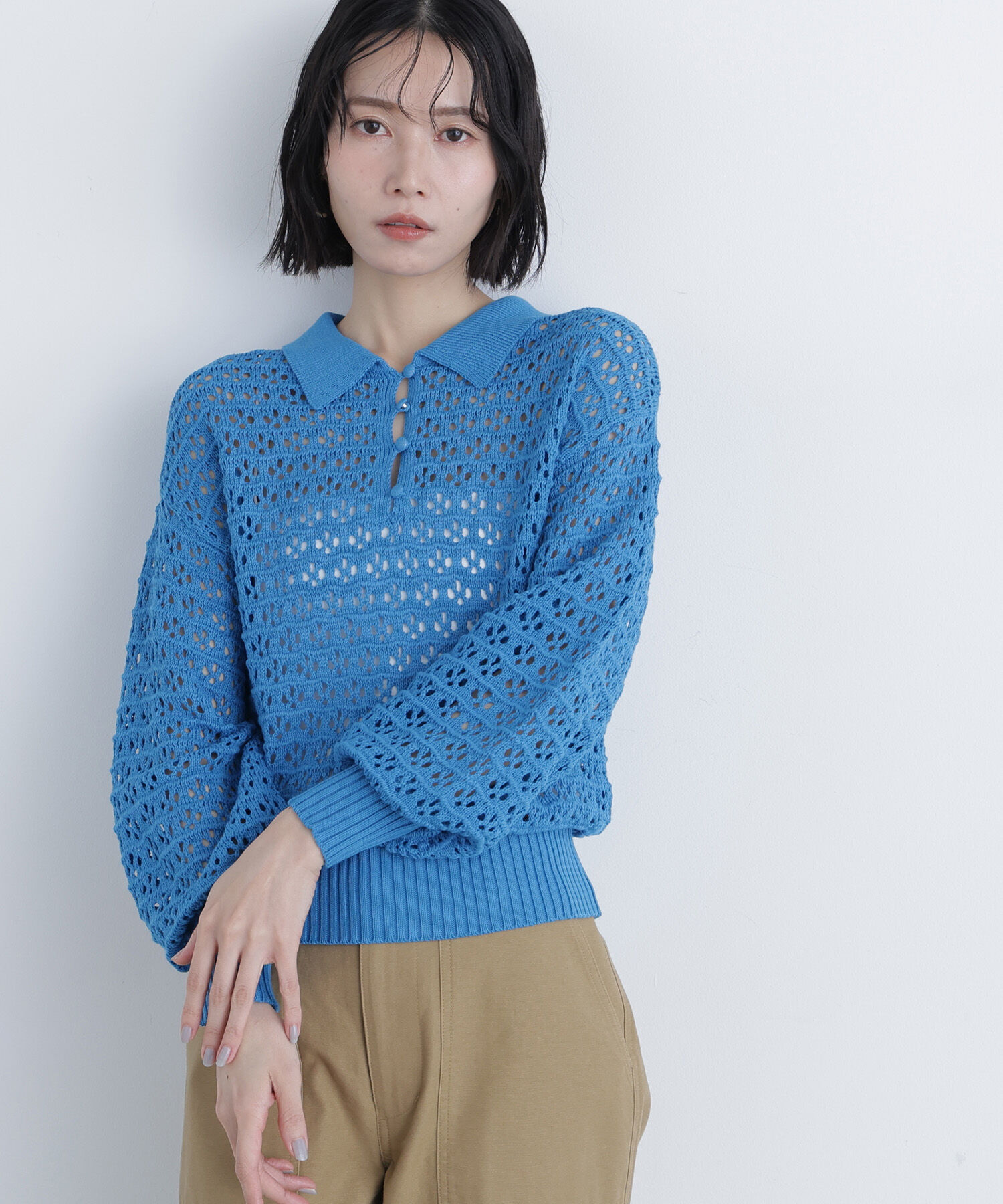  「〈N.〉透かし編みポロニット」|ニット・セーター|
