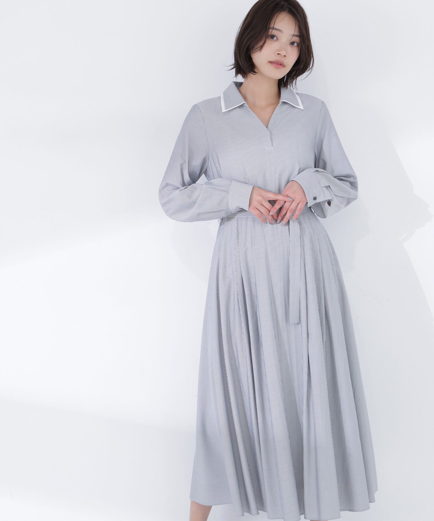  「ダブルカラーシャツワンピース」|ワンピース|