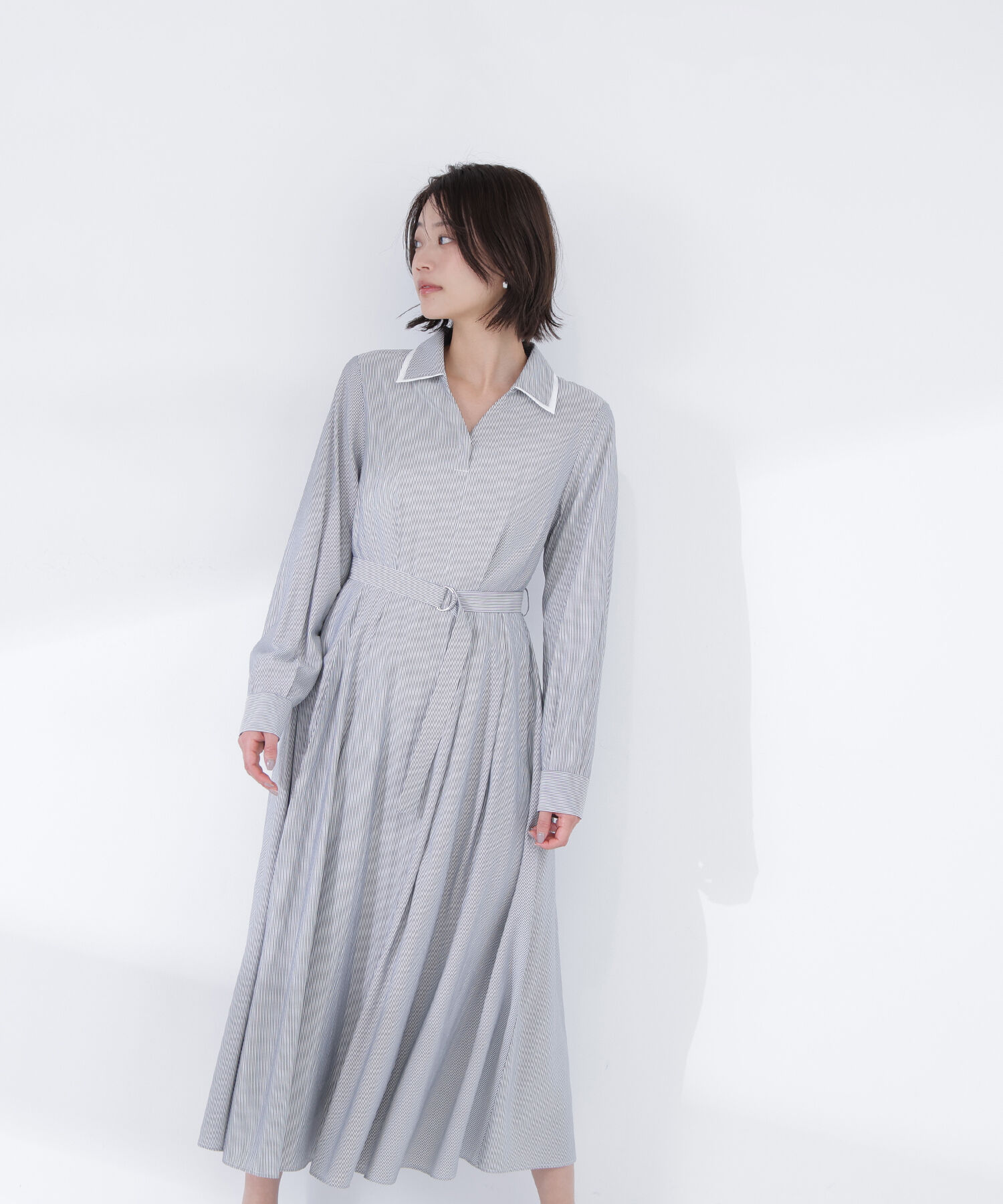  「ダブルカラーシャツワンピース」|ワンピース|