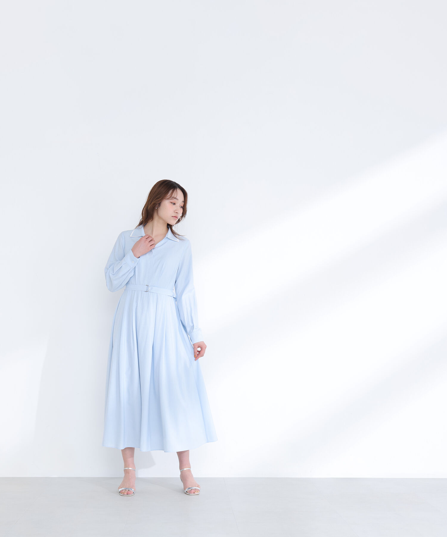  「ダブルカラーシャツワンピース」|ワンピース|