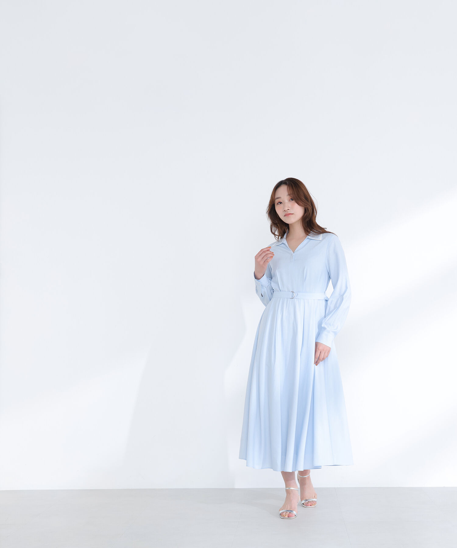  「ダブルカラーシャツワンピース」|ワンピース|