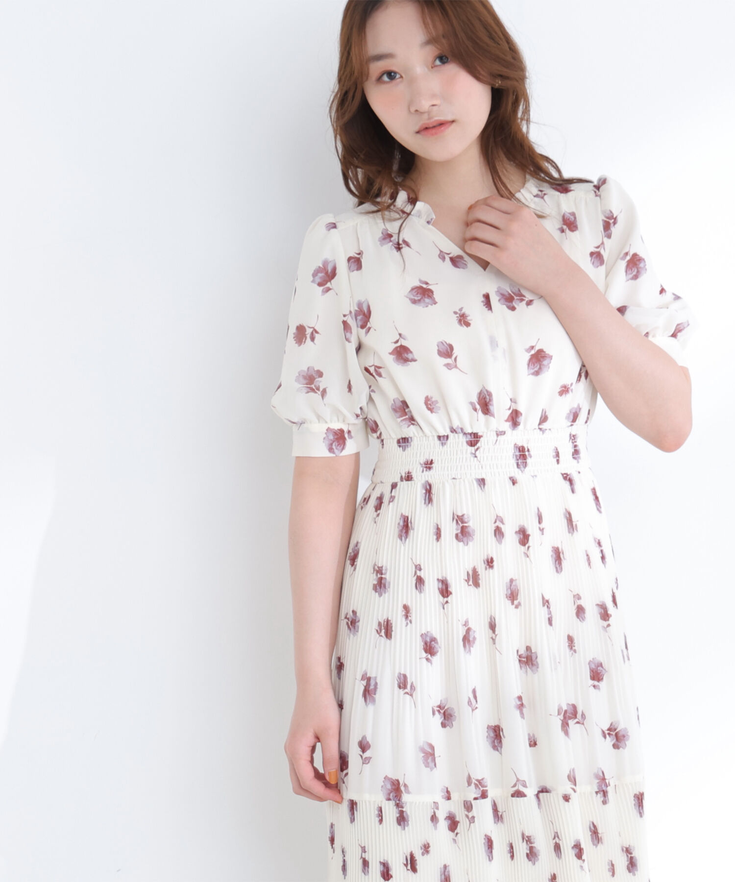  「ぼかしフラワープリントワンピース」|ワンピース|