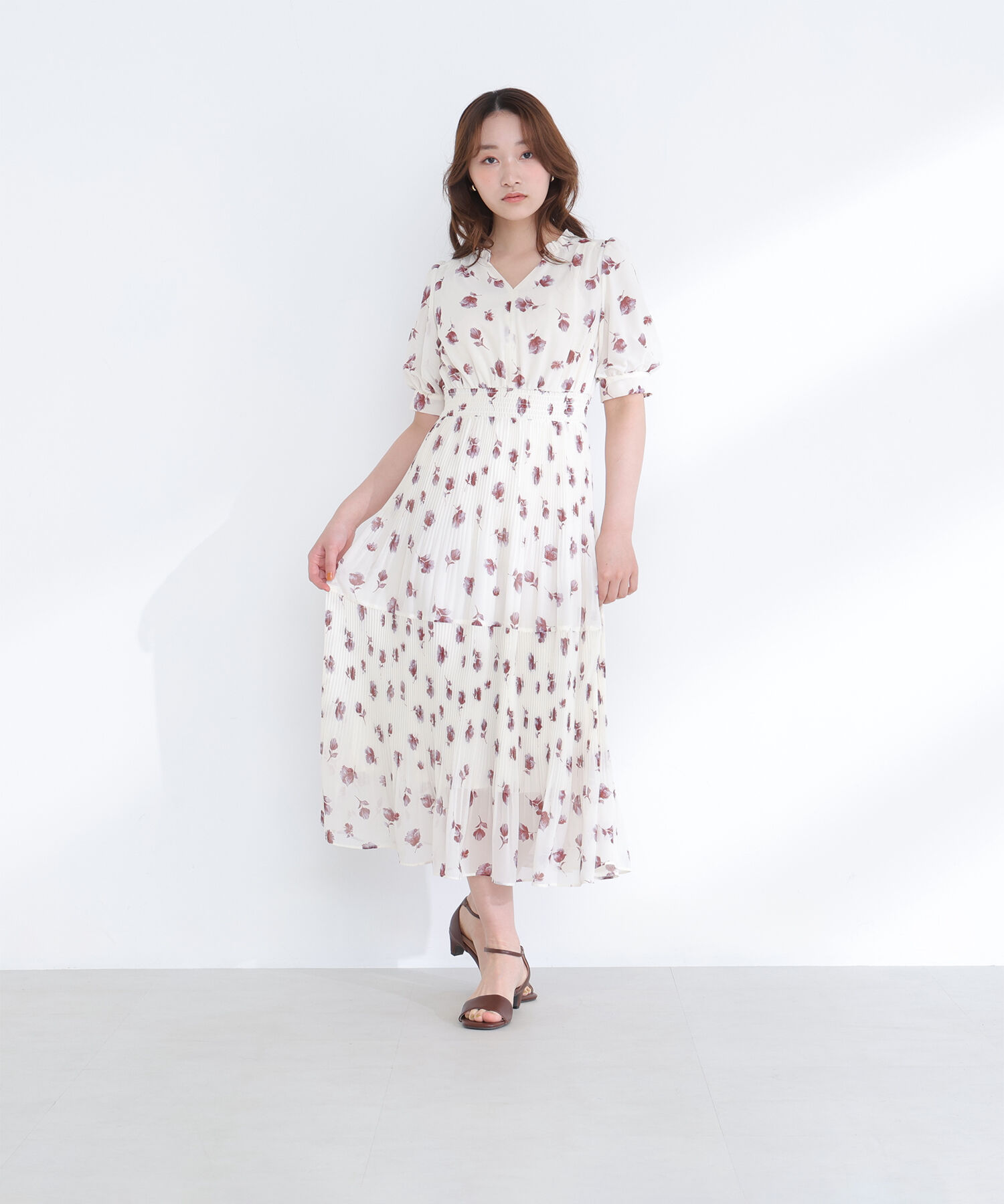  「ぼかしフラワープリントワンピース」|ワンピース|