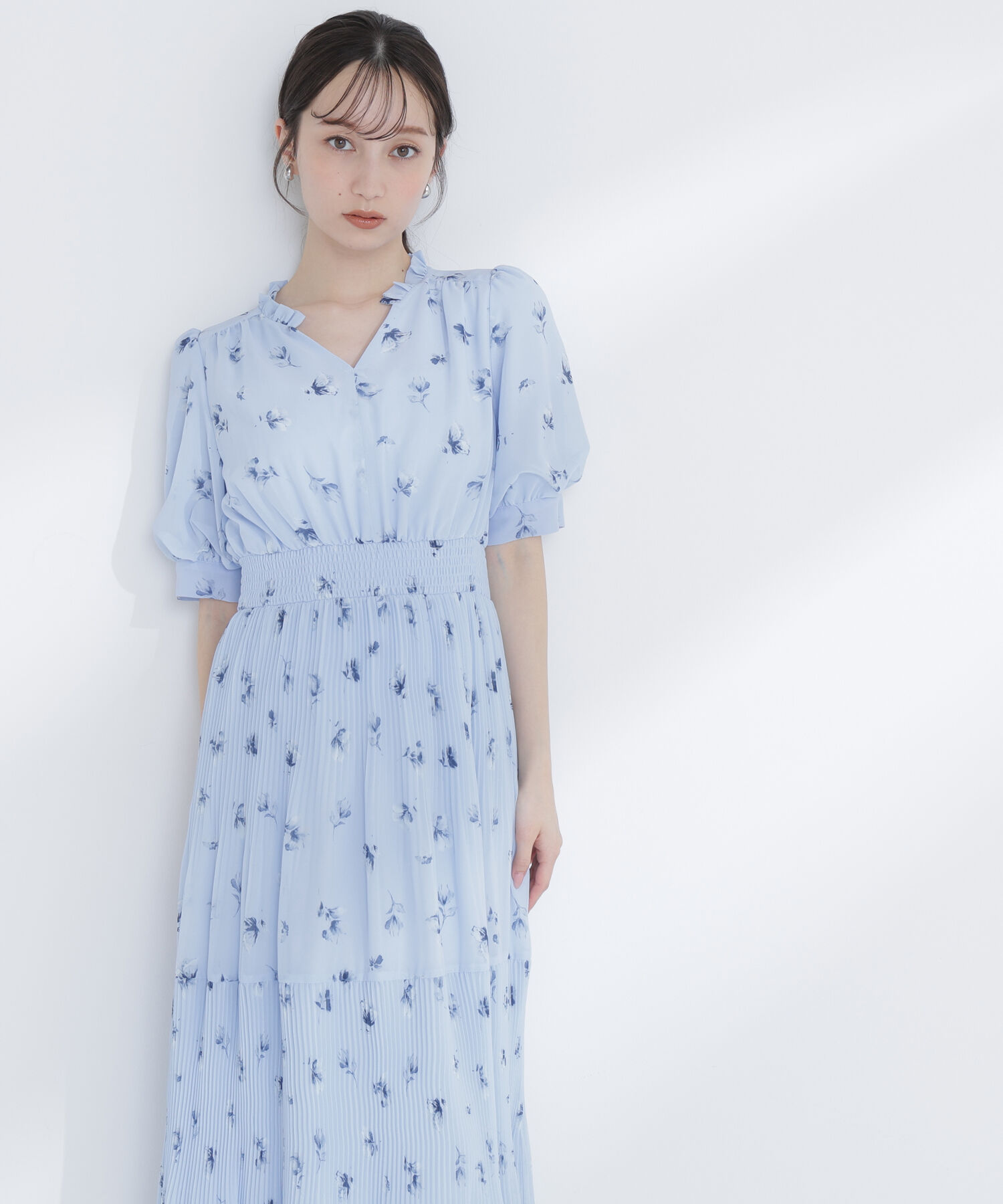  「ぼかしフラワープリントワンピース」|ワンピース|