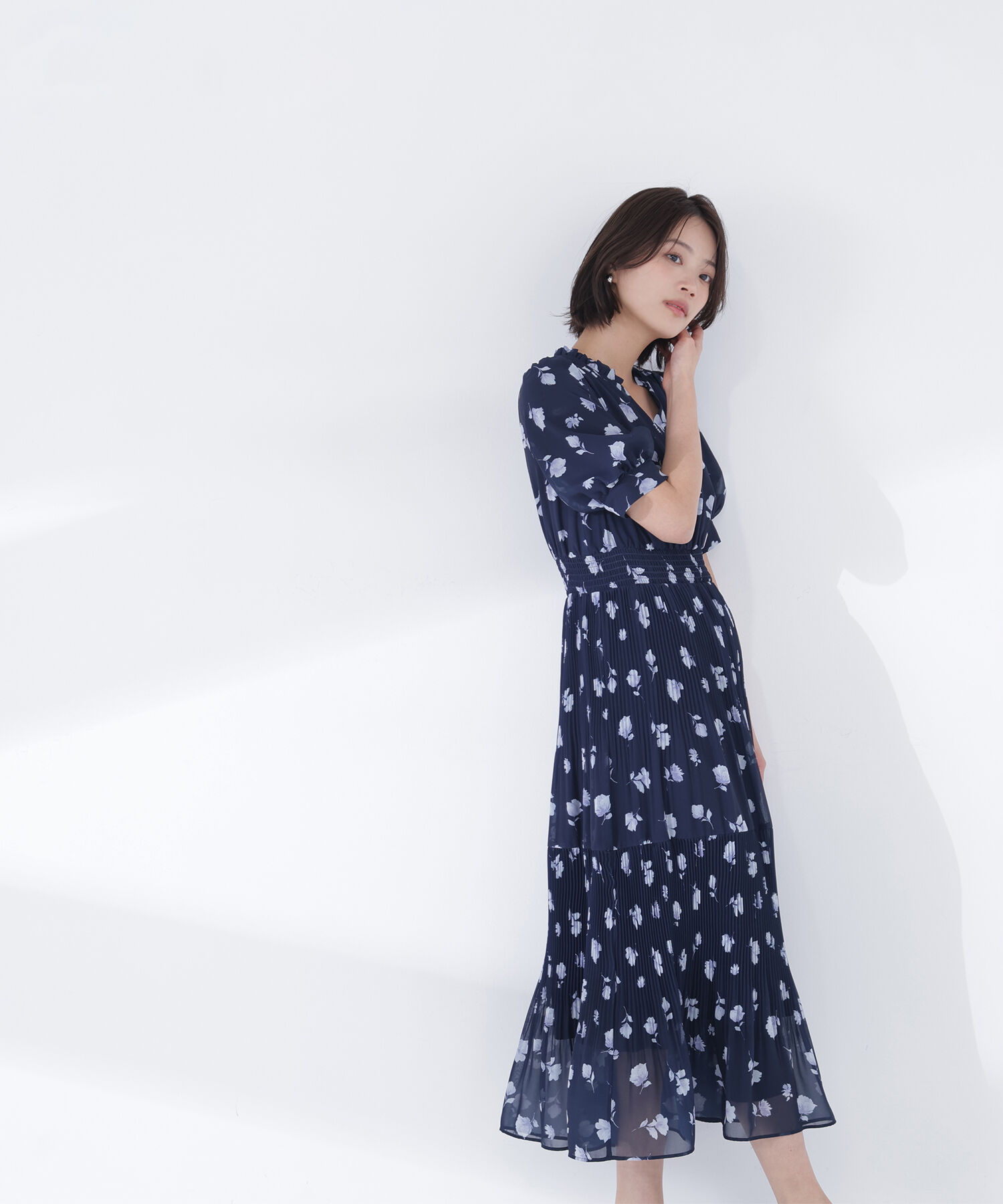  「ぼかしフラワープリントワンピース」|ワンピース|