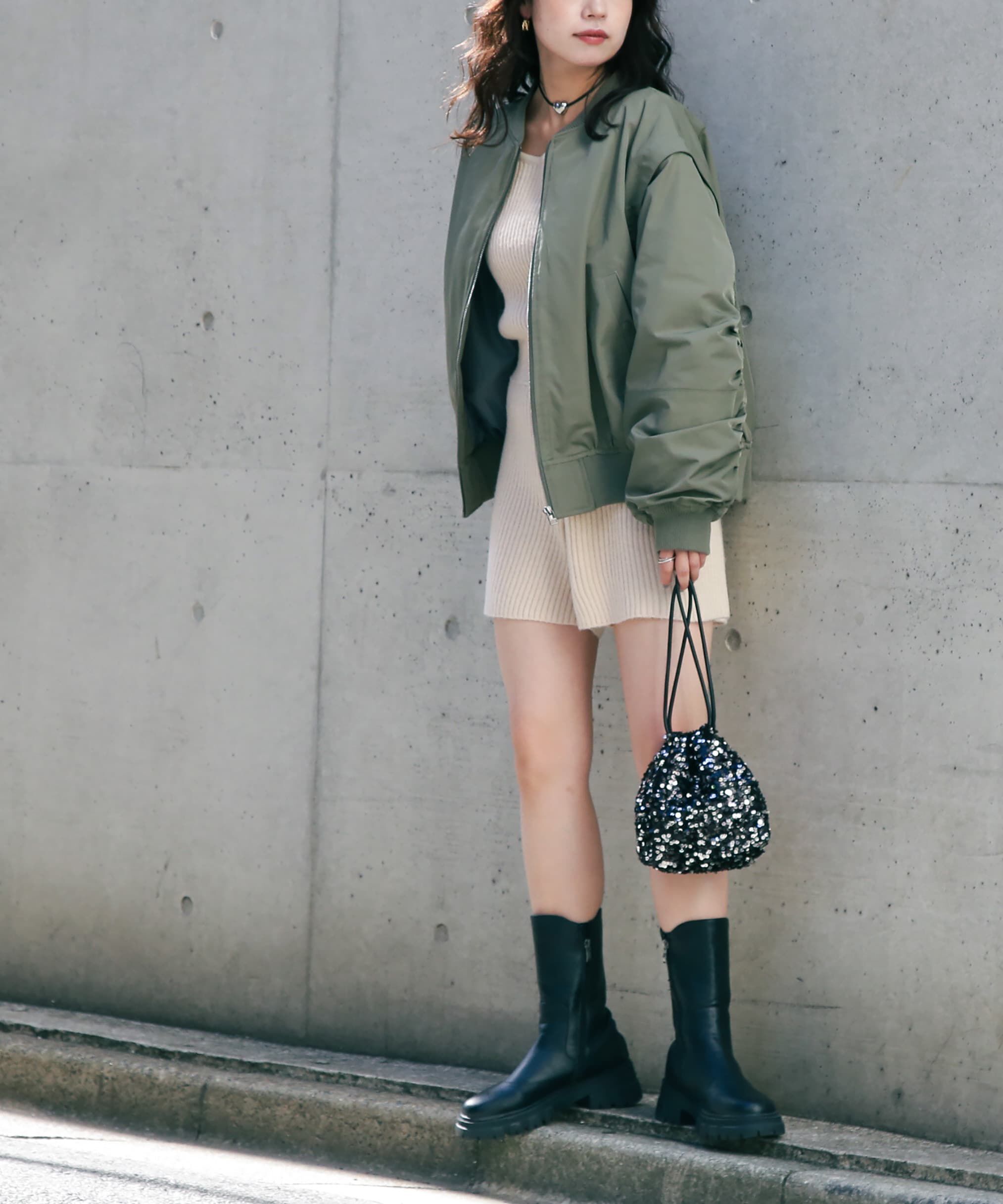  「スクエアネックリブニットロンパース」|ワンピース|