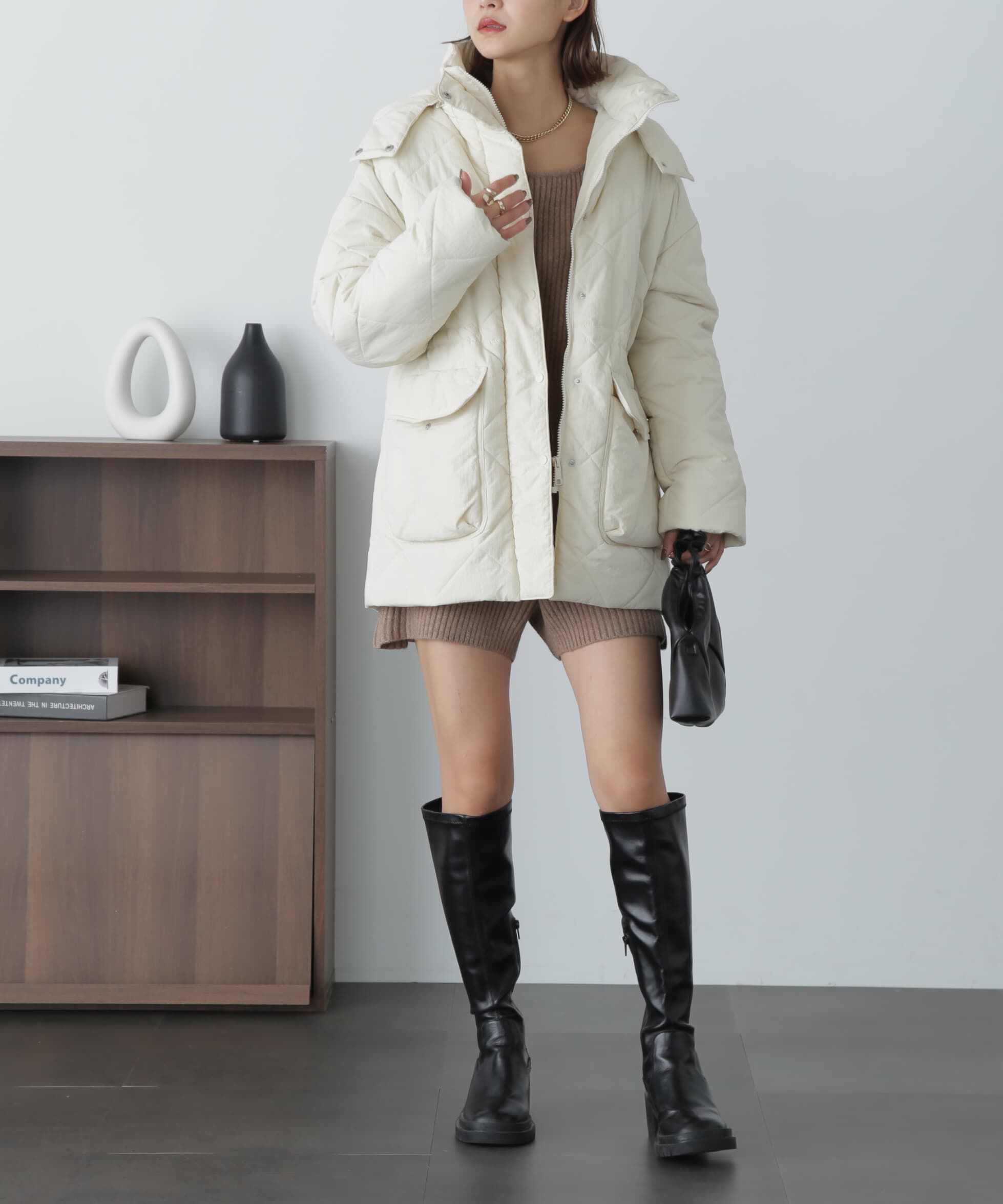  「スクエアネックリブニットロンパース」|ワンピース|