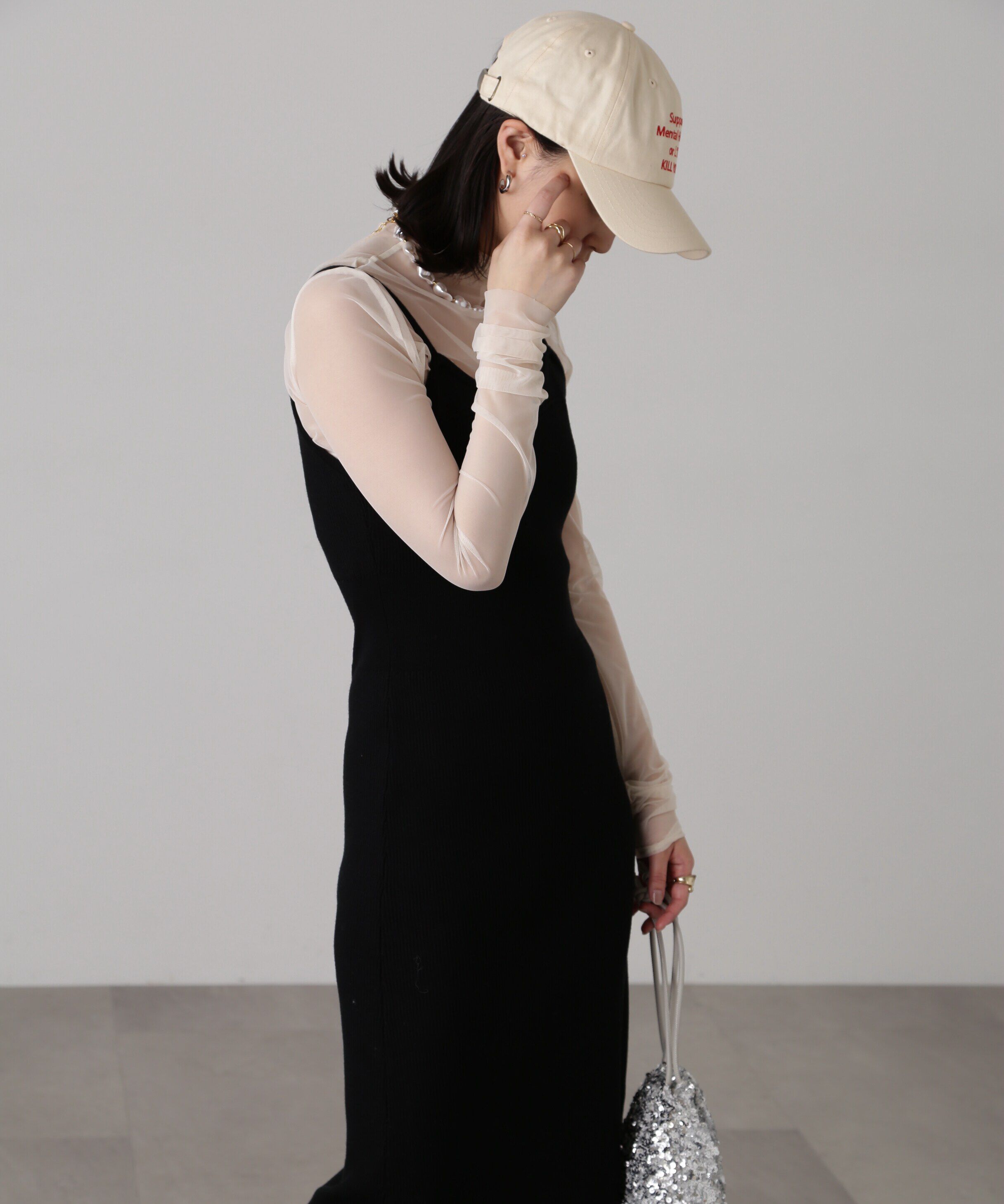  「［セットアップ対応］Iラインリブニットワンピース」|ワンピース|