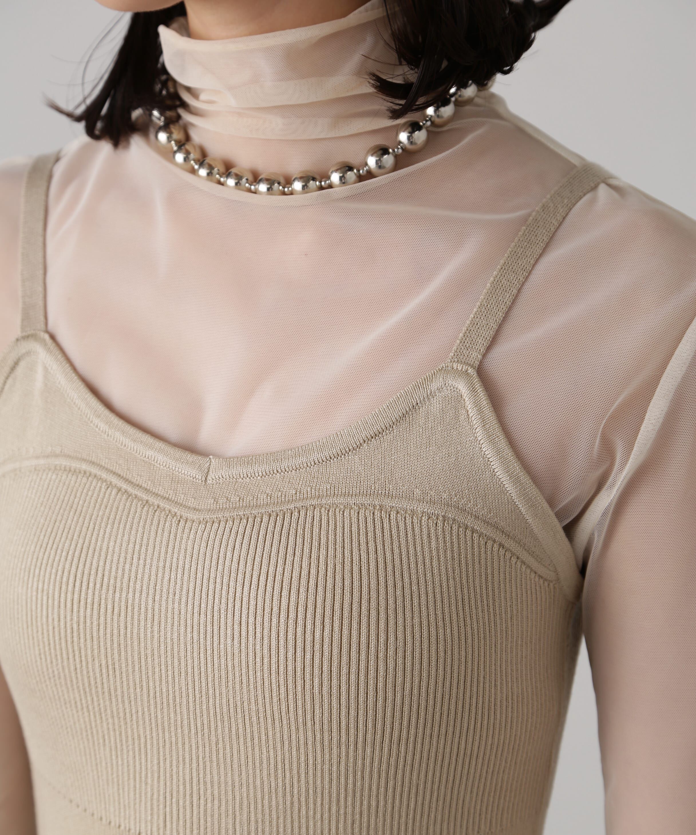  「［セットアップ対応］Iラインリブニットワンピース」|ワンピース|