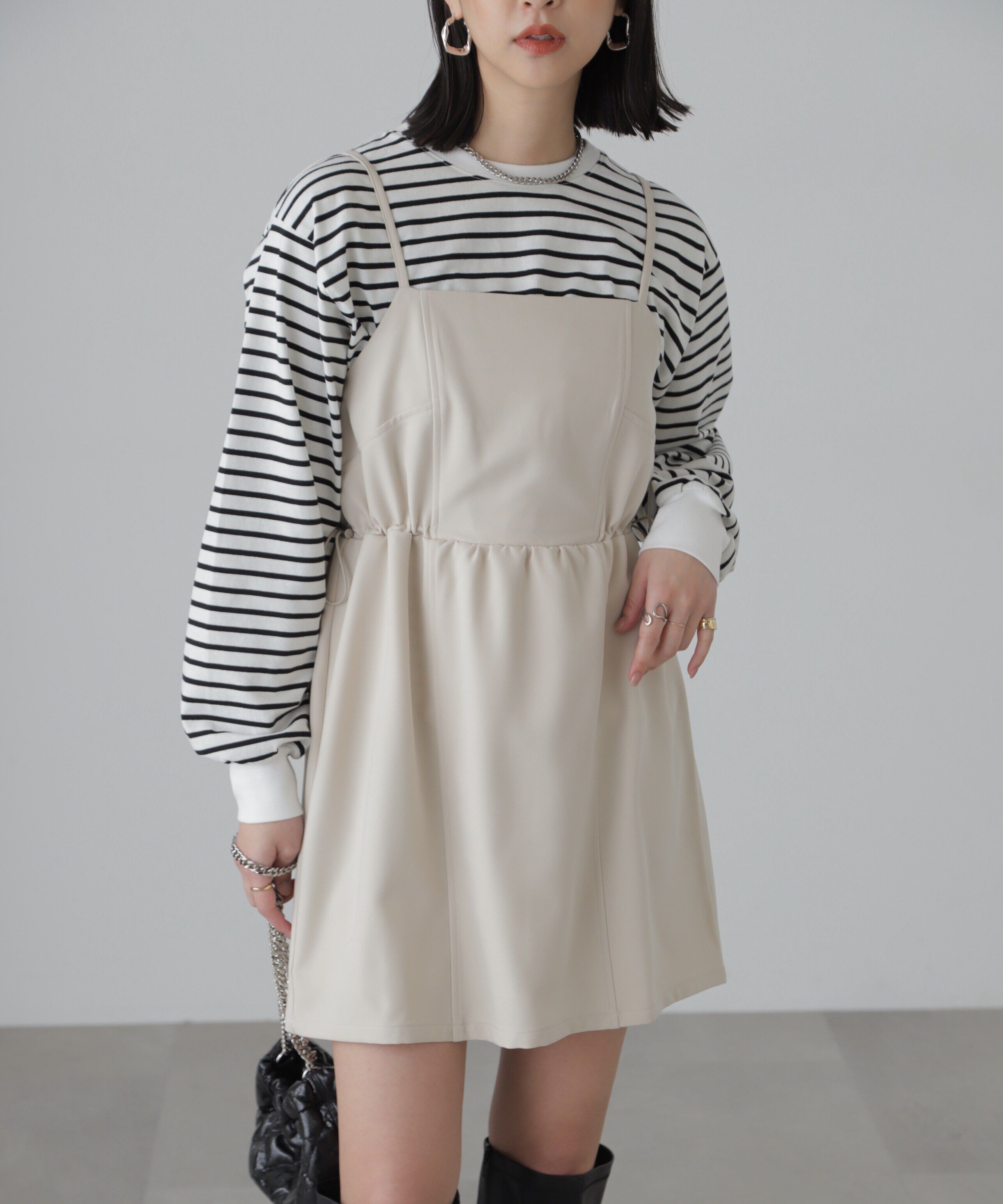  「ウエストドロストミニキャミワンピース」|ワンピース|