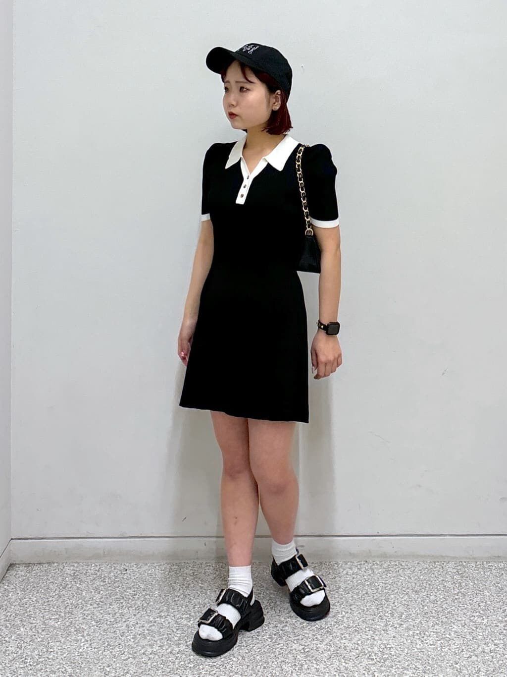  「配色半袖ポロワンピース」|ワンピース|