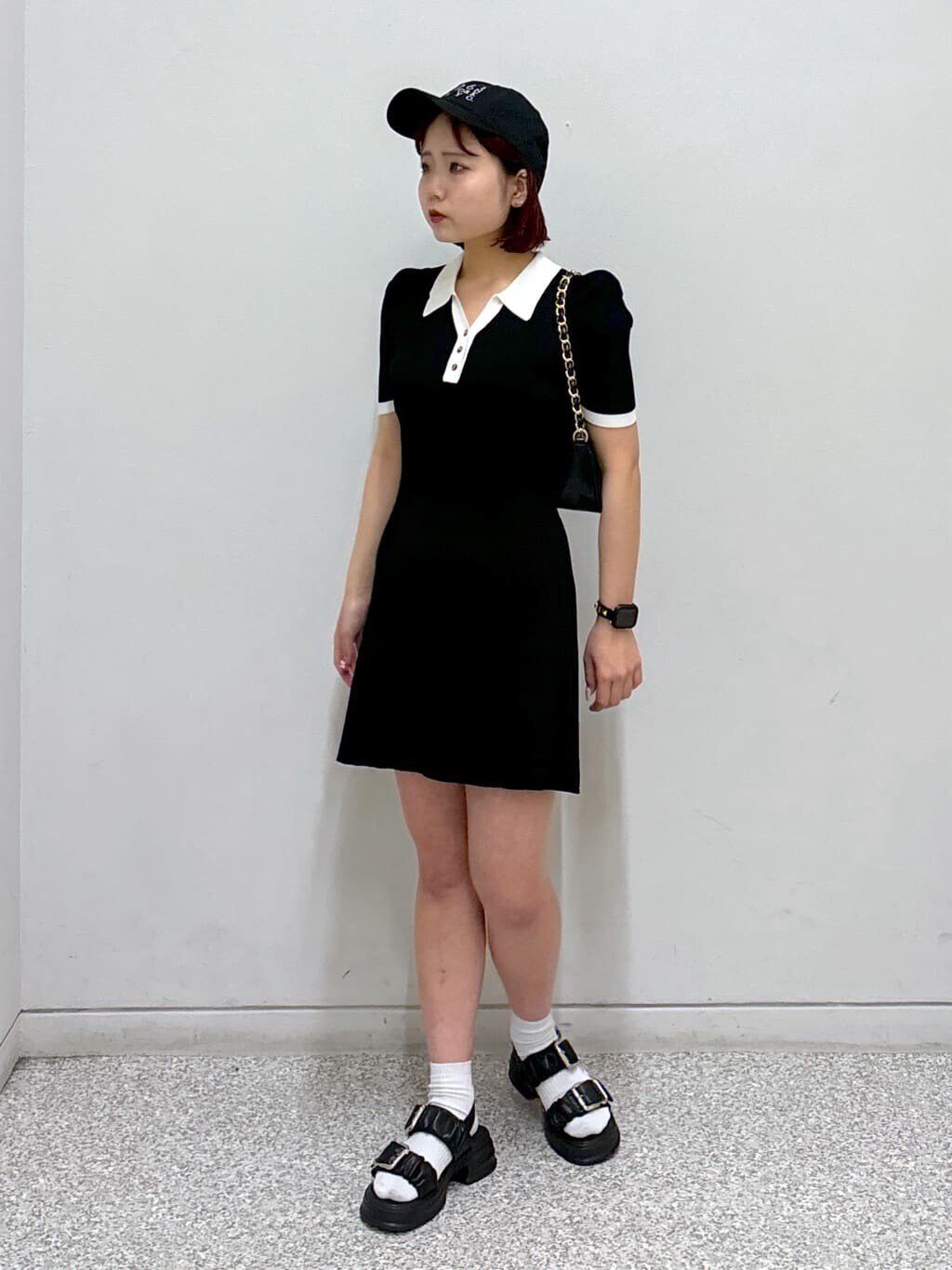  「配色半袖ポロワンピース」|ワンピース|