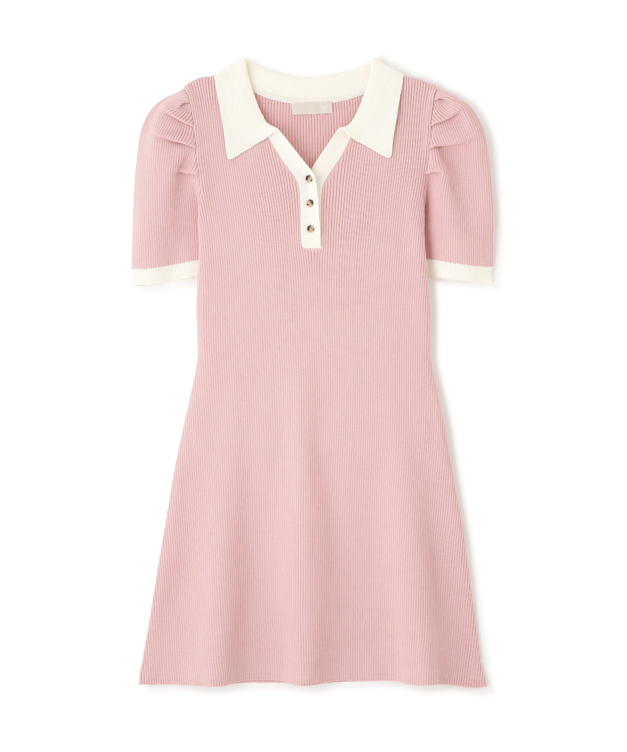  「配色半袖ポロワンピース」|ワンピース|