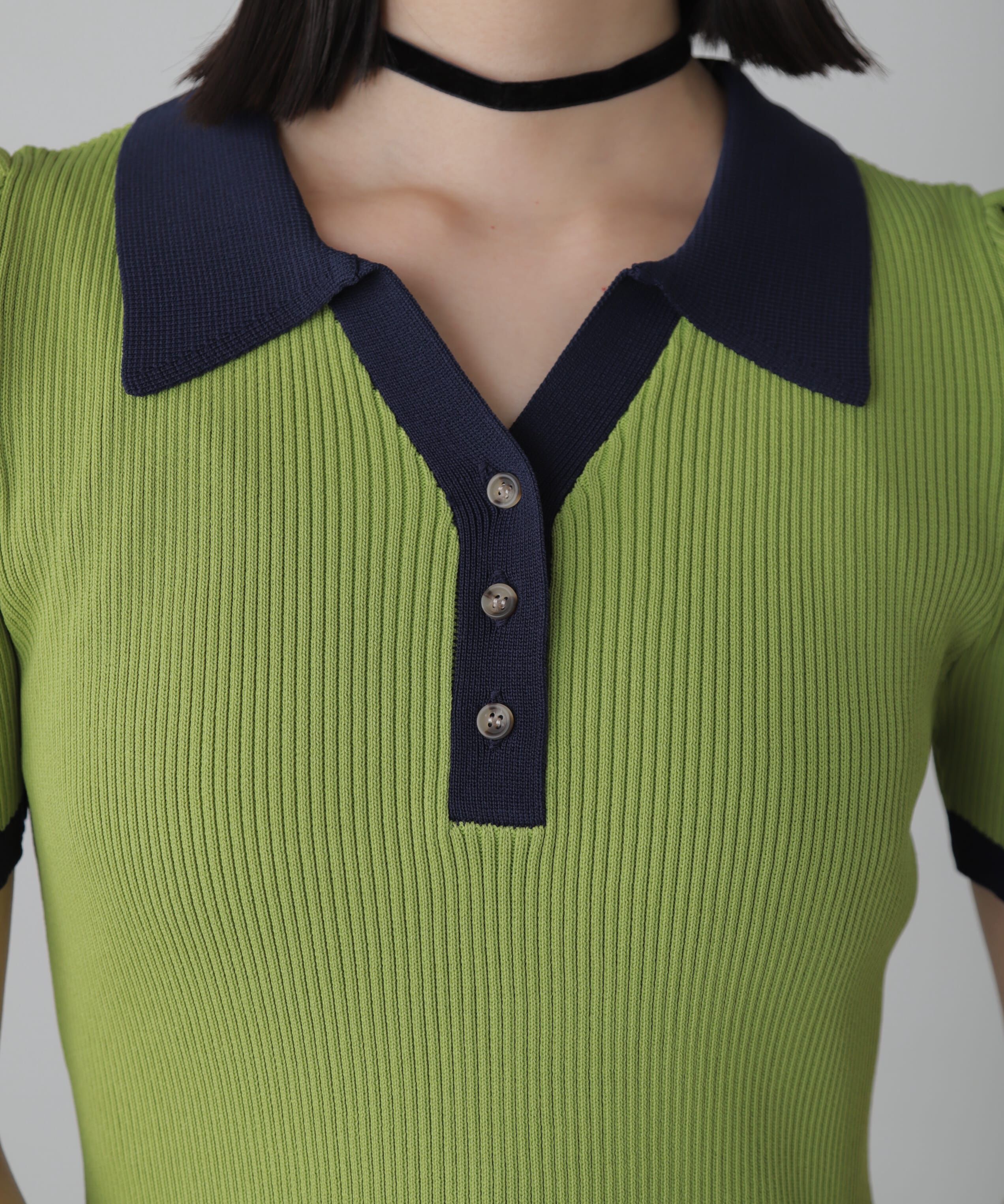  「配色半袖ポロワンピース」|ワンピース|